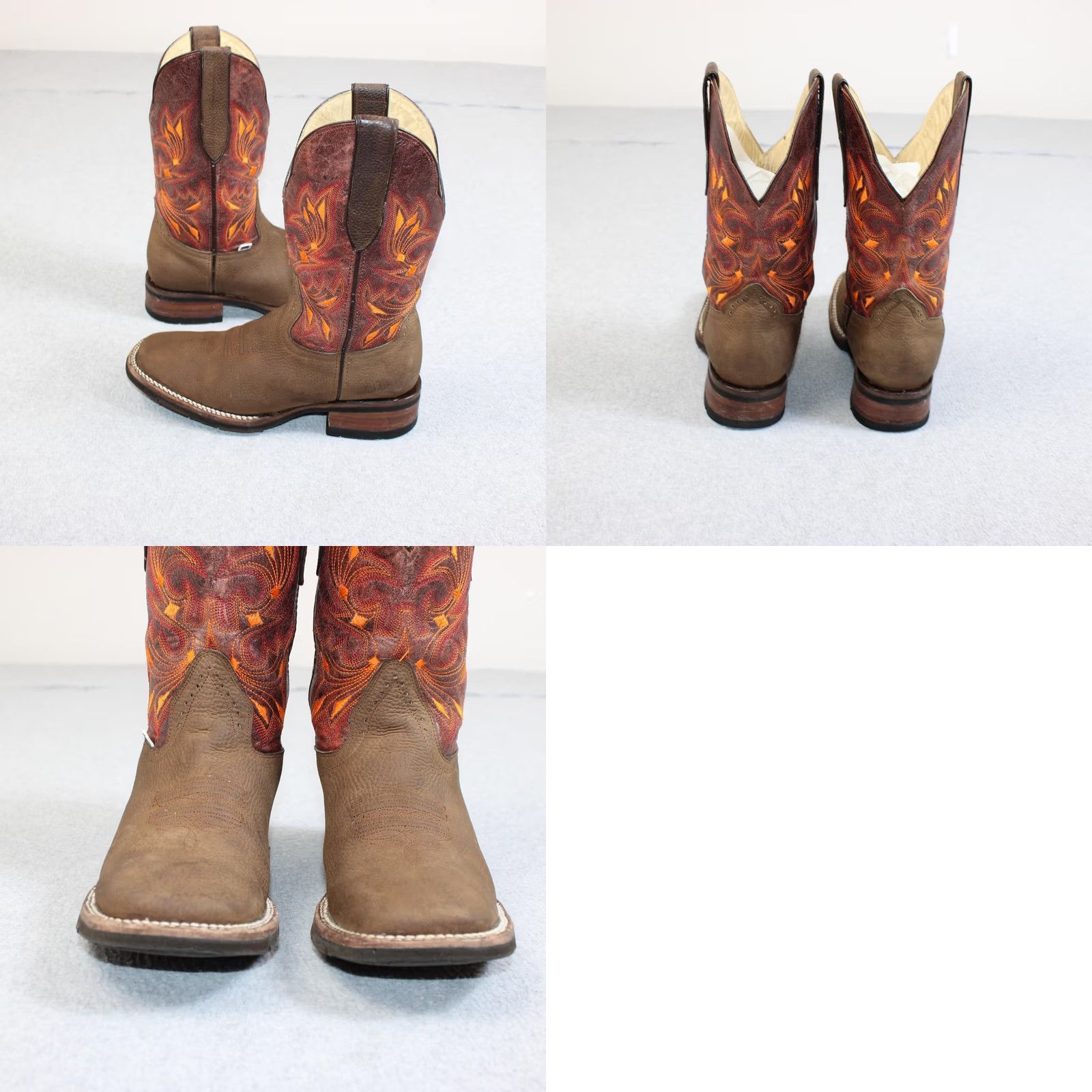 Vintage VINTAGE ROCKIN LEATHER Boots Men 8.5 Brown Western Cowboy Square Toe Embroidered Southwest Rockin Leather Size US 9 / EU 42 - 8 Thumbnail
