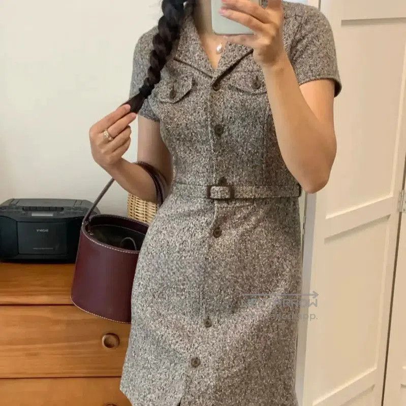 Burberry Burberry Grey Wool Blend Midi Dress. Size L / US 10 / IT 46 - 2 Thumbnail