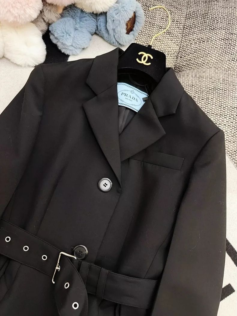 Prada Prada Black Long Belted Dress Coat-2506 Size S / US 4 / IT 40 - 2 Thumbnail