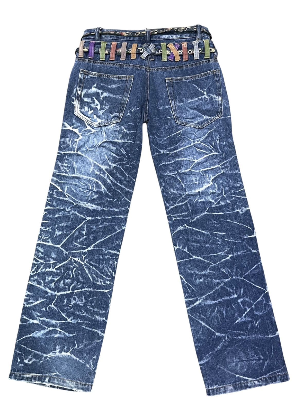 Japanese Brand 💥Nylaus Double Waist Tiger Stripe Acid Wash Straight Jeans Size US 32 / EU 48 - 6 Thumbnail