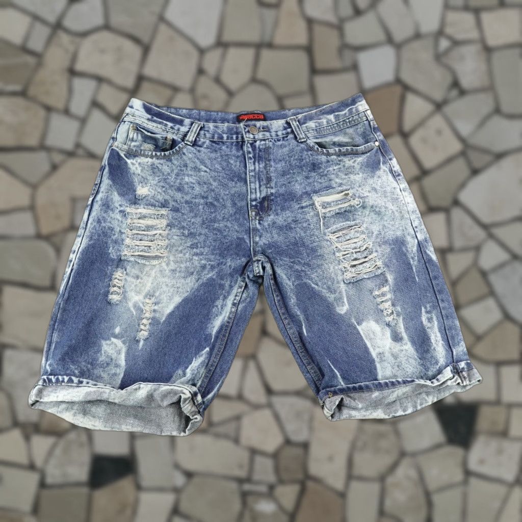 Vintage VINTAGE Mecca Shorts Mens 40 Blue Denim Jorts Distressed Baggy Faded 90s Hip Hop Casual Mens Regular Blue Denim Cotton Shorts Mecca 40 Mens Size US 40 / EU 56 - 1 Thumbnail
