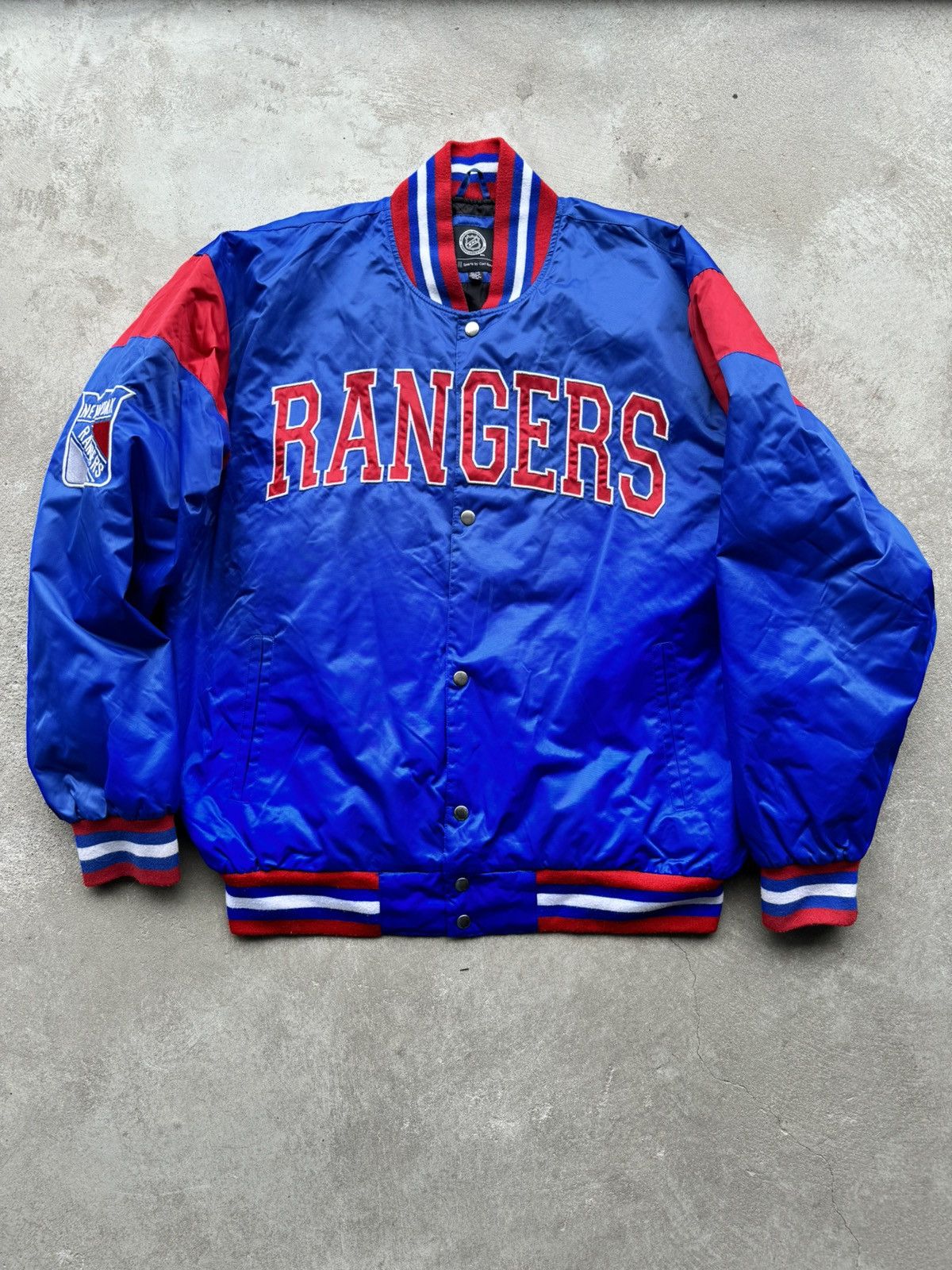 image of Rangers New York Nhl Bomber Jacket Varsity in Blue/Red, Men's (Size XL)