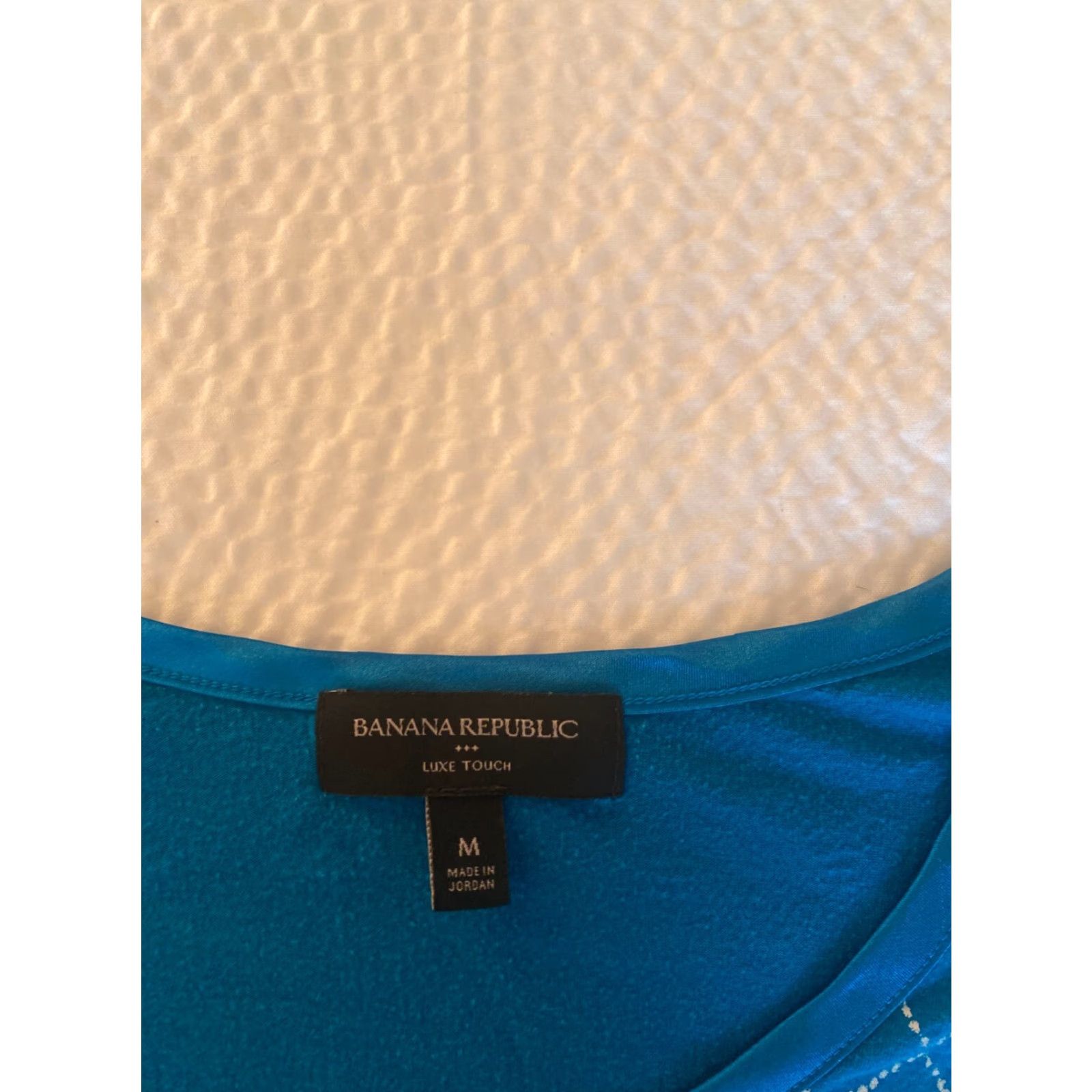 Banana Republic Banana Republic Blouse Women's Medium Blue Rayon Geometric Crew Neck Short Sleeve Stretch Luxe Touch Regular Fit Casual 90s? Size M / US 6-8 / IT 42-44 - 5 Thumbnail