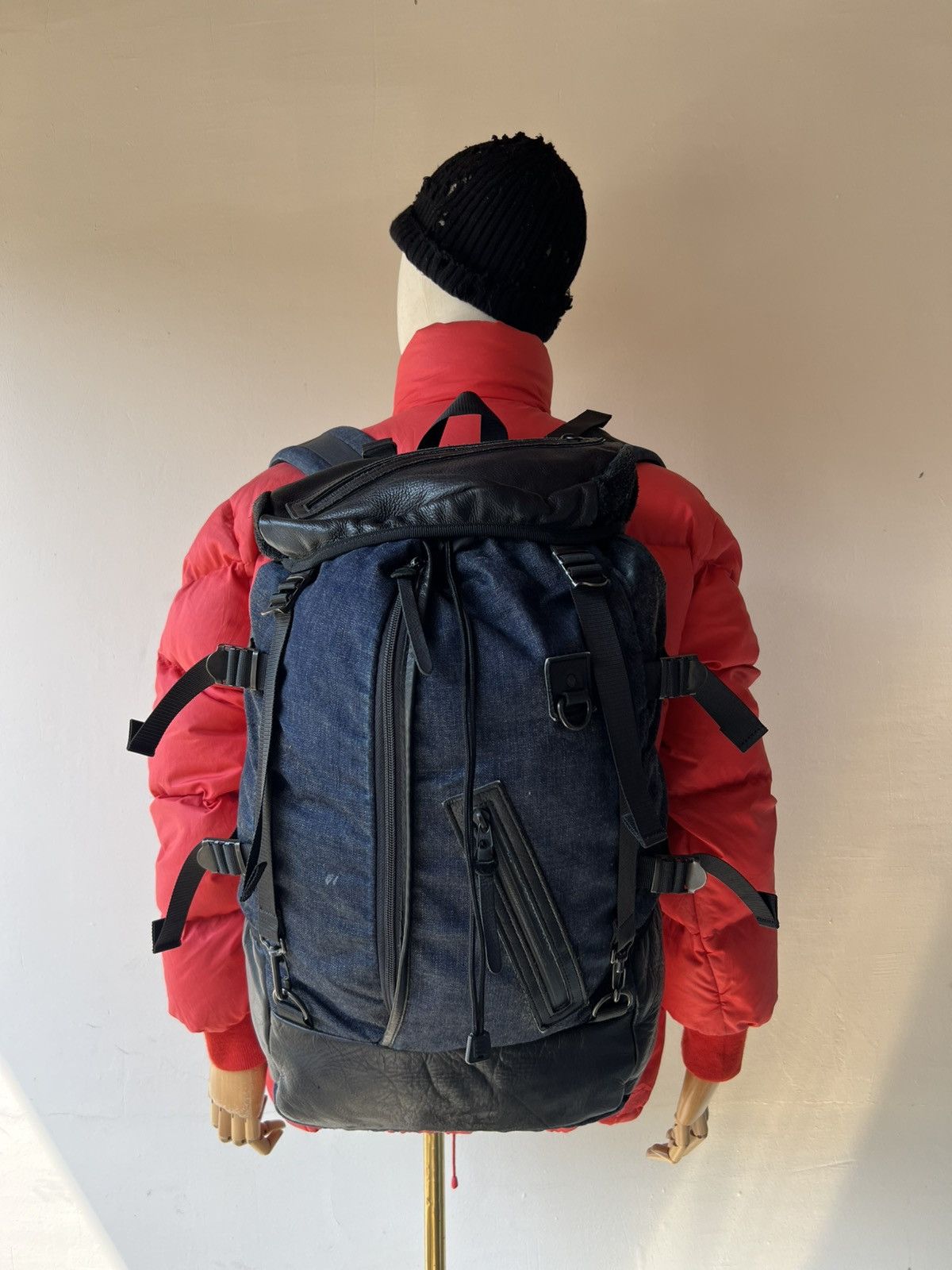 Leather DECADE Japan Distressed Backpack Leather Cotton Size ONE SIZE - 1 Thumbnail