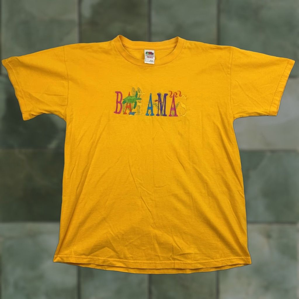 Fruit Of The Loom VINTAGE Fruit of the Loom Tropical Shirt Adult Large Yellow Y2K Embroidery Mens Size US L / EU 52-54 / 3 - 1 Thumbnail