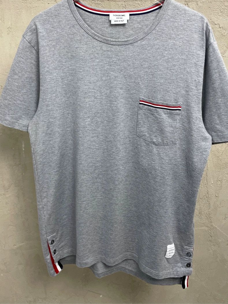 Thom Browne Thom browne Gray pocket striped short-sleeved T-shirt 2504- Size US M / EU 48-50 / 2 - 3 Thumbnail