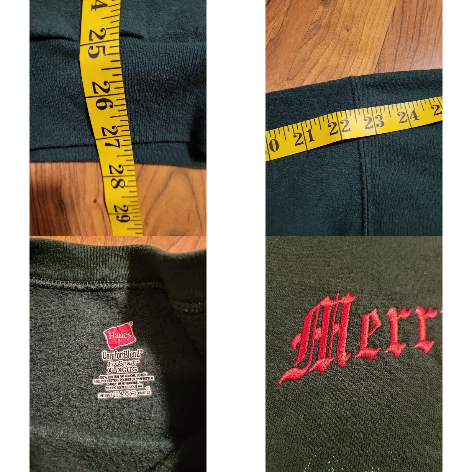 Hanes Hanes Ecosmart Sweatshirt Christmas Embroidered Crew Neck Pullover XL Men Green Size US XL / EU 56 / 4 - 8 Thumbnail