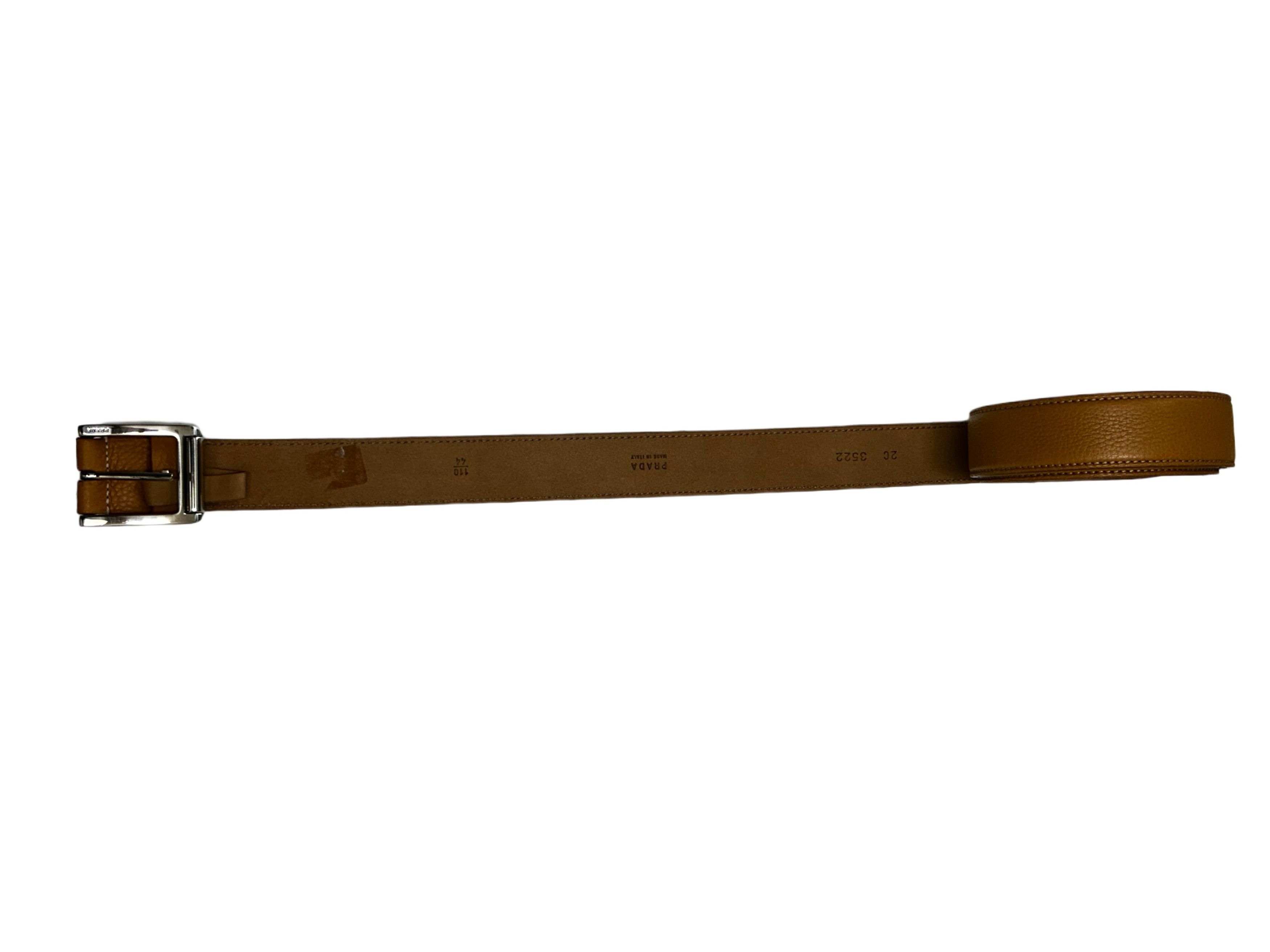 Prada Prada Mid Brown 'Deerskin' /Grain Leather Notch Buckle Belt Size 38 - 3 Thumbnail