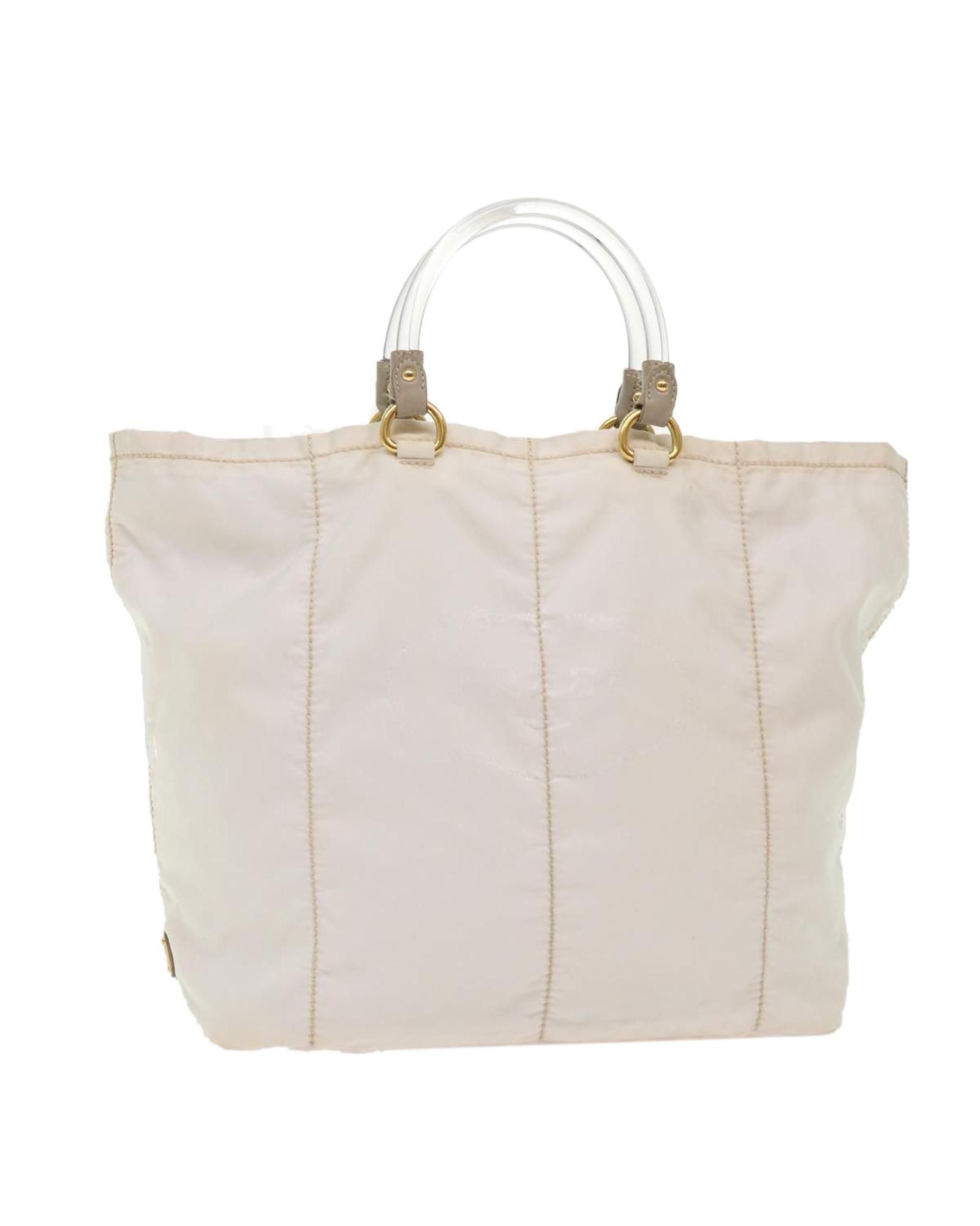 image of Prada Elegant White Nylon Hand Bag, Women's