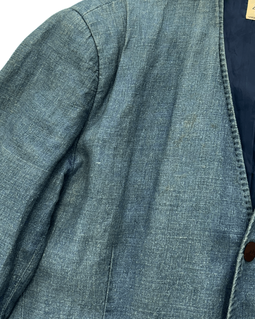 Giorgio Armani Armani Jeans 90s Linen Jacket Blue Size US L / EU 52-54 / 3 - 7 Thumbnail
