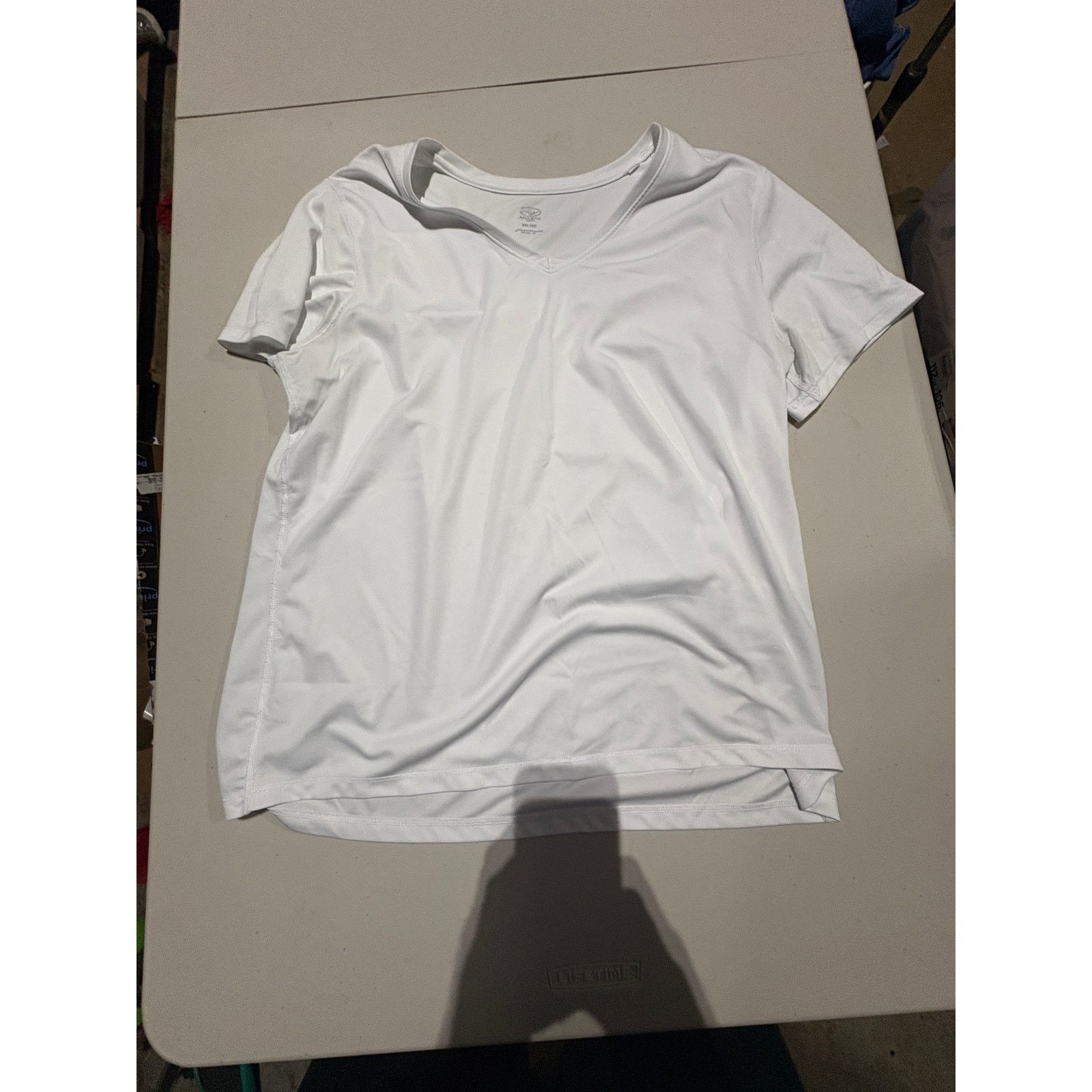 Athletic Works Athletic Works Women’s XXL 20 White V-Neck Athletic T-Shirt Size XXL / US 16-18 / IT 52-54 - 2 Thumbnail