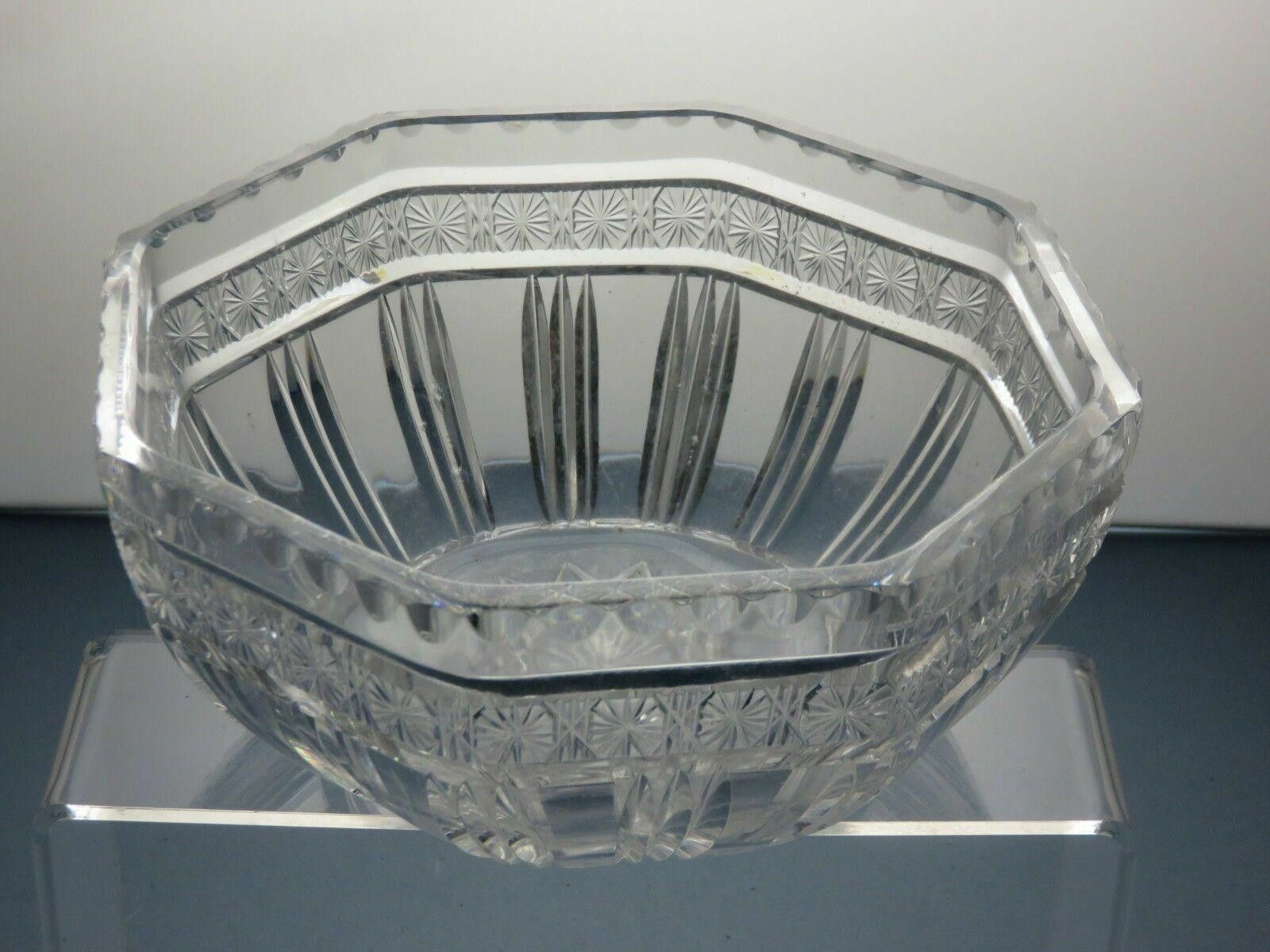 The Unbranded Brand Antique Hobstar Cut Glass Crystal Salad Fruit Serving Bowl Size ONE SIZE - 4 Thumbnail