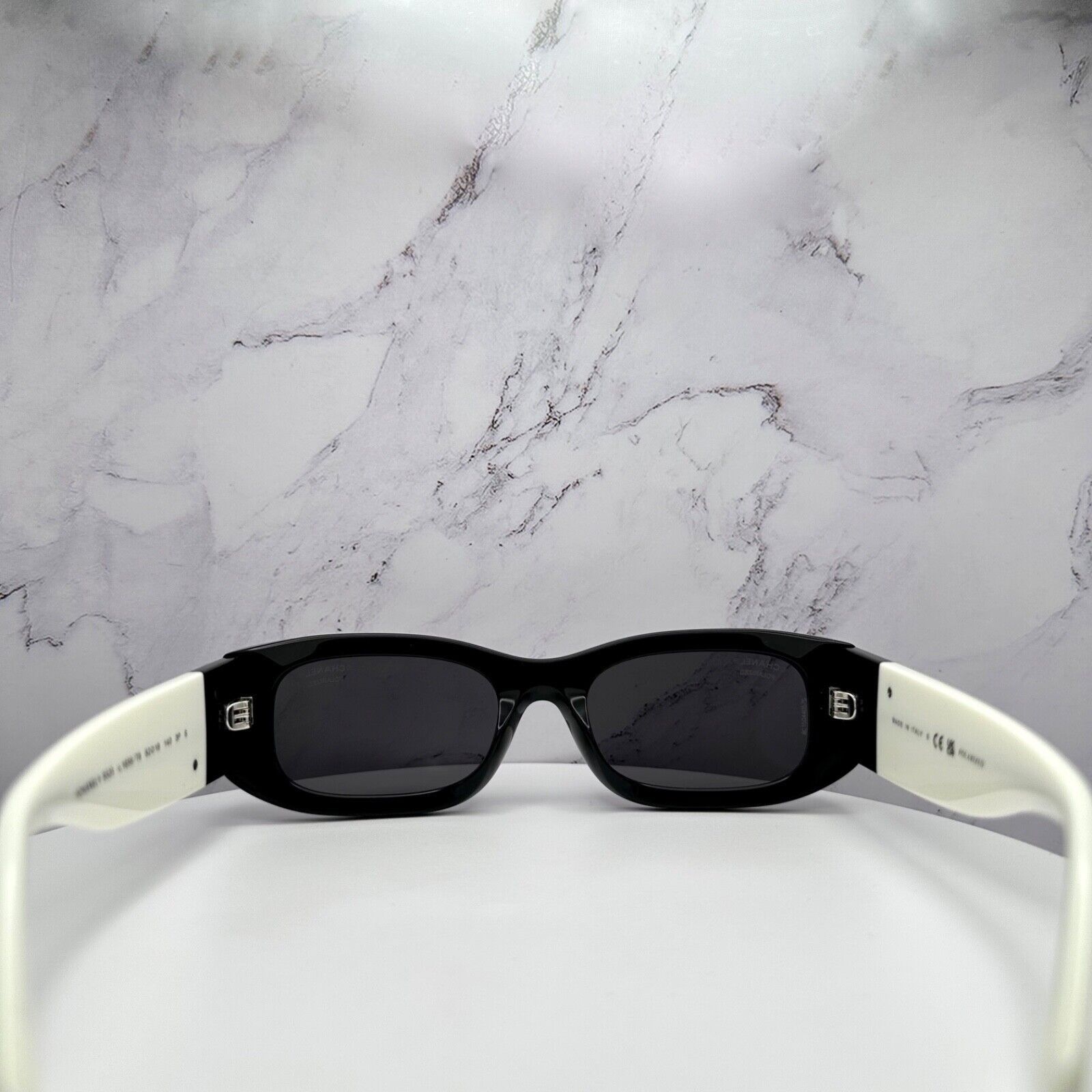 New CHANEL Sunglasses Black White Polarized CC Logo