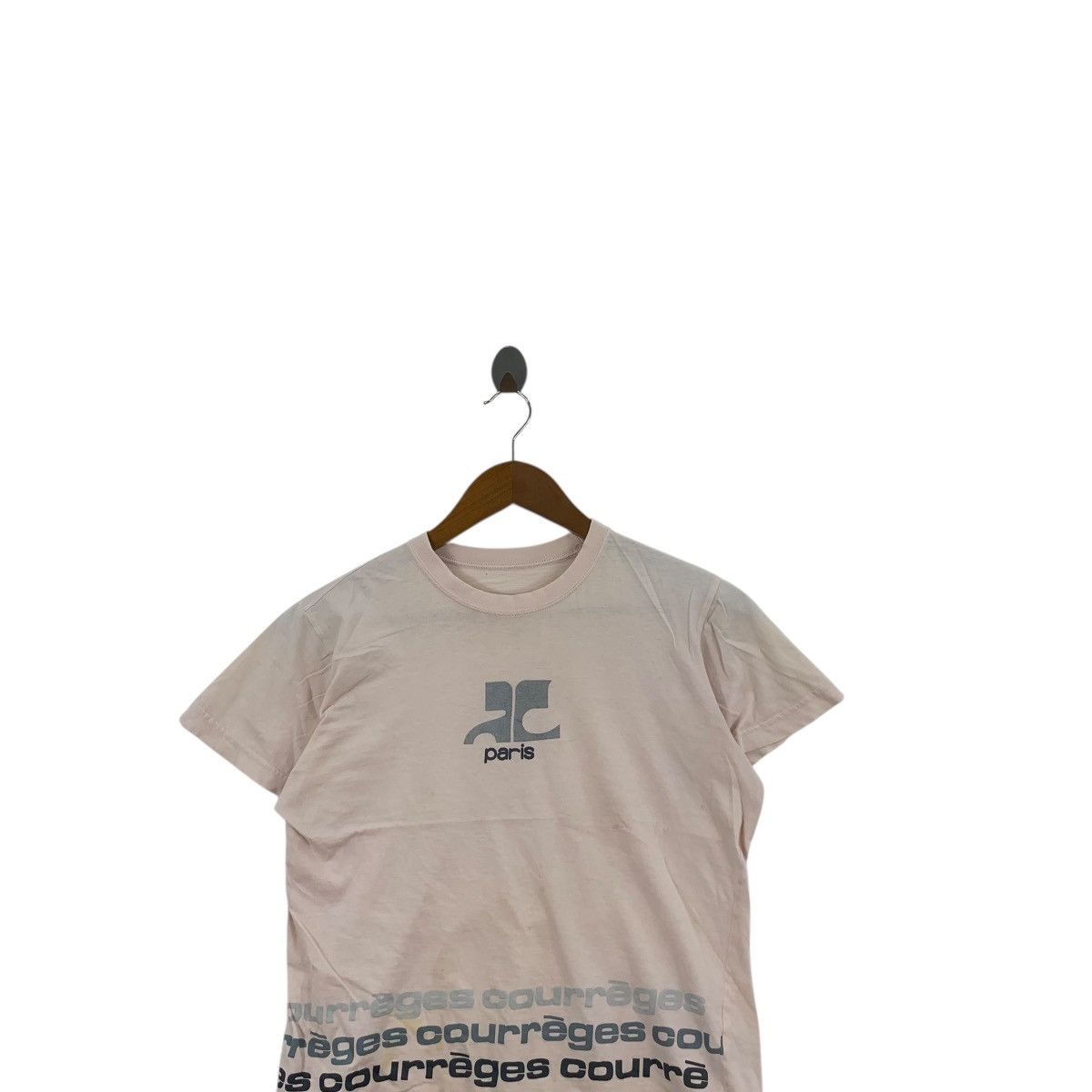Courreges Vintage COURREGES PARIS Center Logo Pink Tee Shirt Top Size S / US 4 / IT 40 - 2 Thumbnail