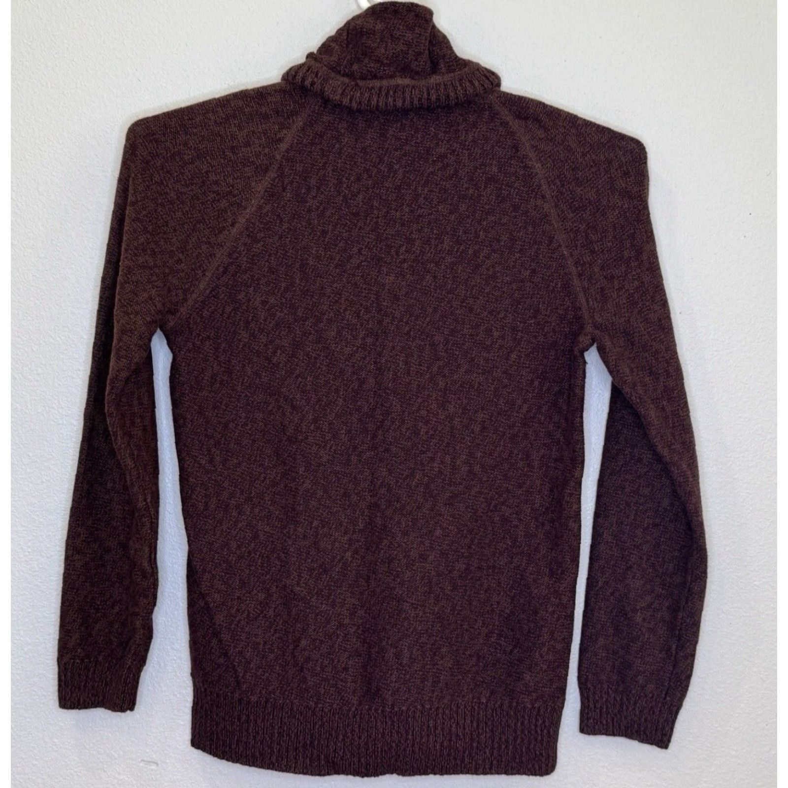 CO Lauren Jeans Co Ralph Lauren Cowl Neck Sweater Womens Size Large Brown Pocket Pullover Slim Knit 100% Cotton Size L / US 10 / IT 46 - 4 Thumbnail