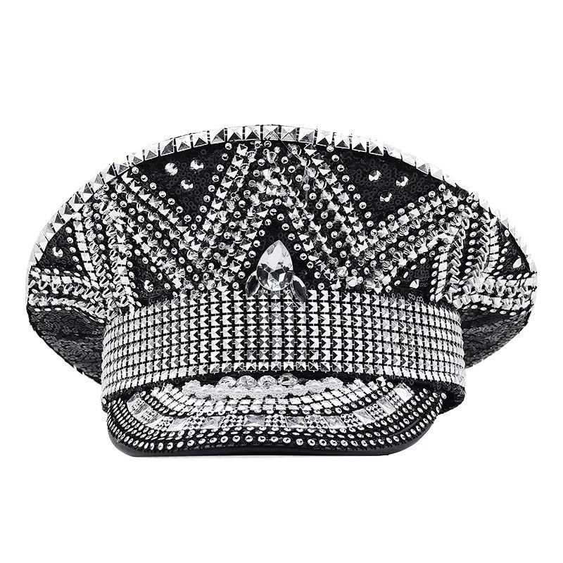 Other Luxury Rhinestone Women Bride Captain Hat Black Size ONE SIZE - 4 Thumbnail