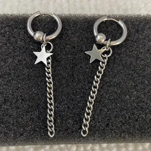 Jewelry Stainless Steel Star Dangle Drop Earrings for Men Women Size ONE SIZE - 3 Thumbnail