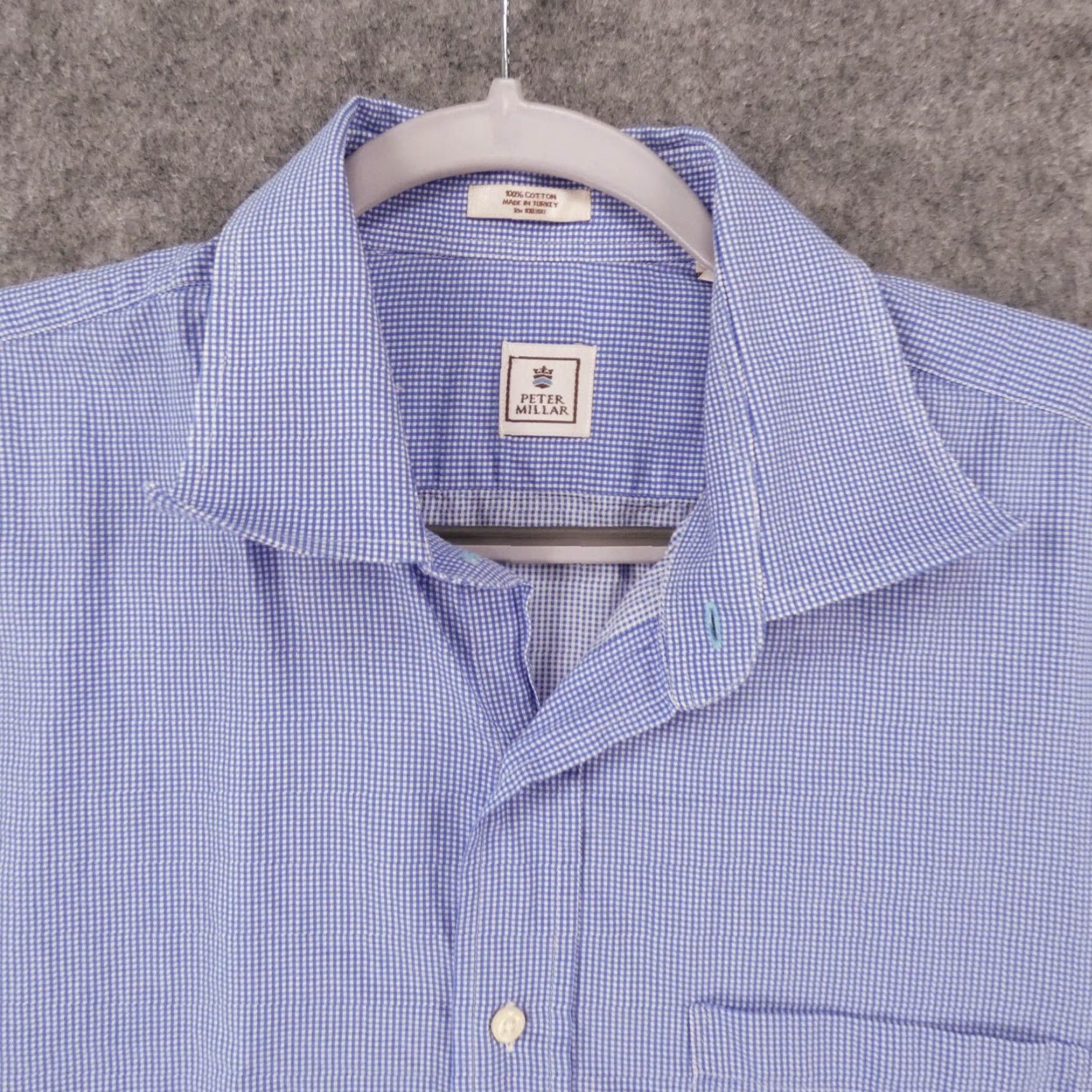 Peter Millar Peter Millar Shirt Mens 17 Large Long Sleeve Button-Up Blue White Check Size US L / EU 52-54 / 3 - 2 Thumbnail