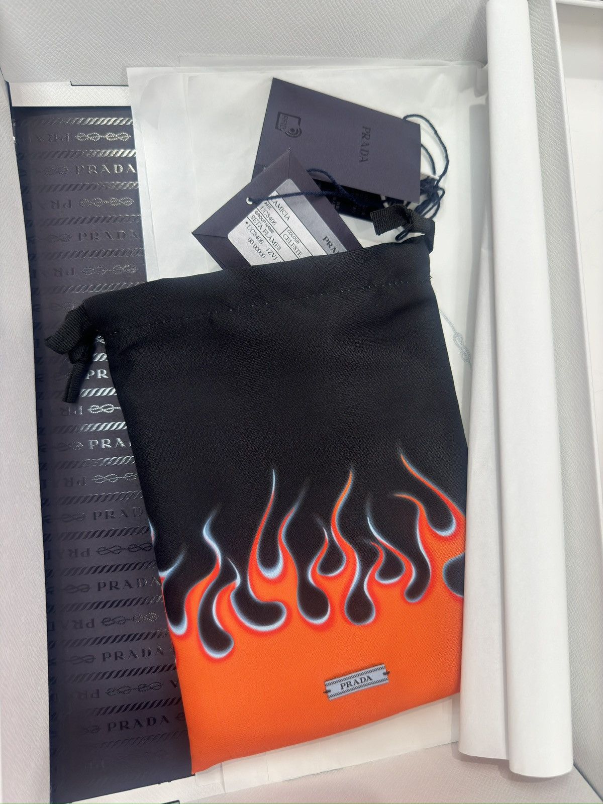 Prada Prada double match box silk shirt white W/ blue flames Size US S / EU 44-46 / 1 - 21 Thumbnail