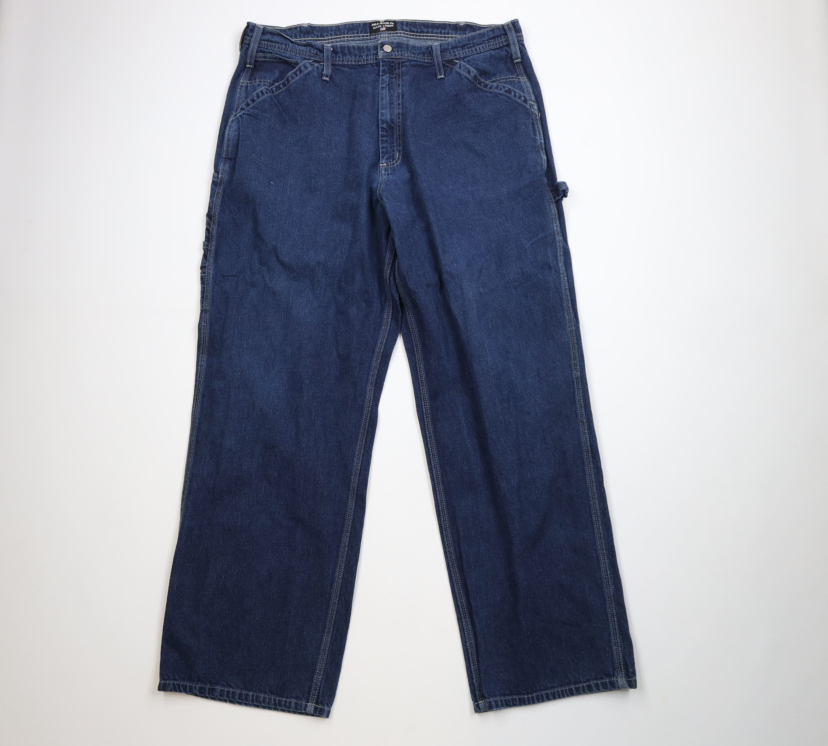 Ralph Lauren Vintage 90s Ralph Lauren Baggy Wide Leg Carpenter Jeans Blue Size US 38 / EU 54 - 1 Thumbnail
