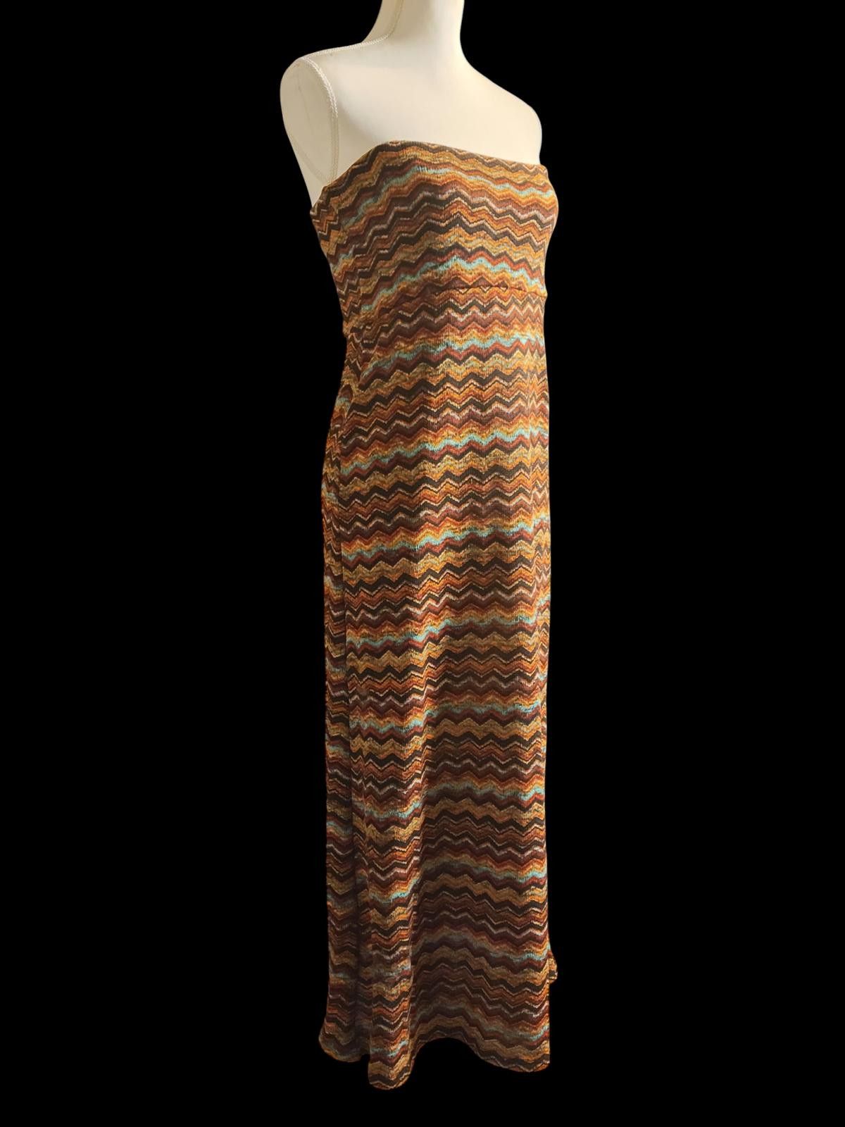 Other Young at Heart Women's Strapless Maxi Dress w Zigzag Pattern Size M / US 6-8 / IT 42-44 - 4 Thumbnail