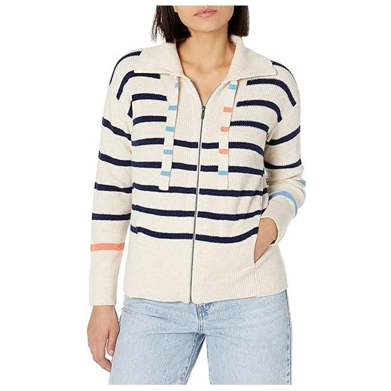 NIC+ZOE Nic+ Zoe Womens Sailors Stripe Full Zip Cardigan Sweater L Size L / US 10 / IT 46 - 1 Thumbnail