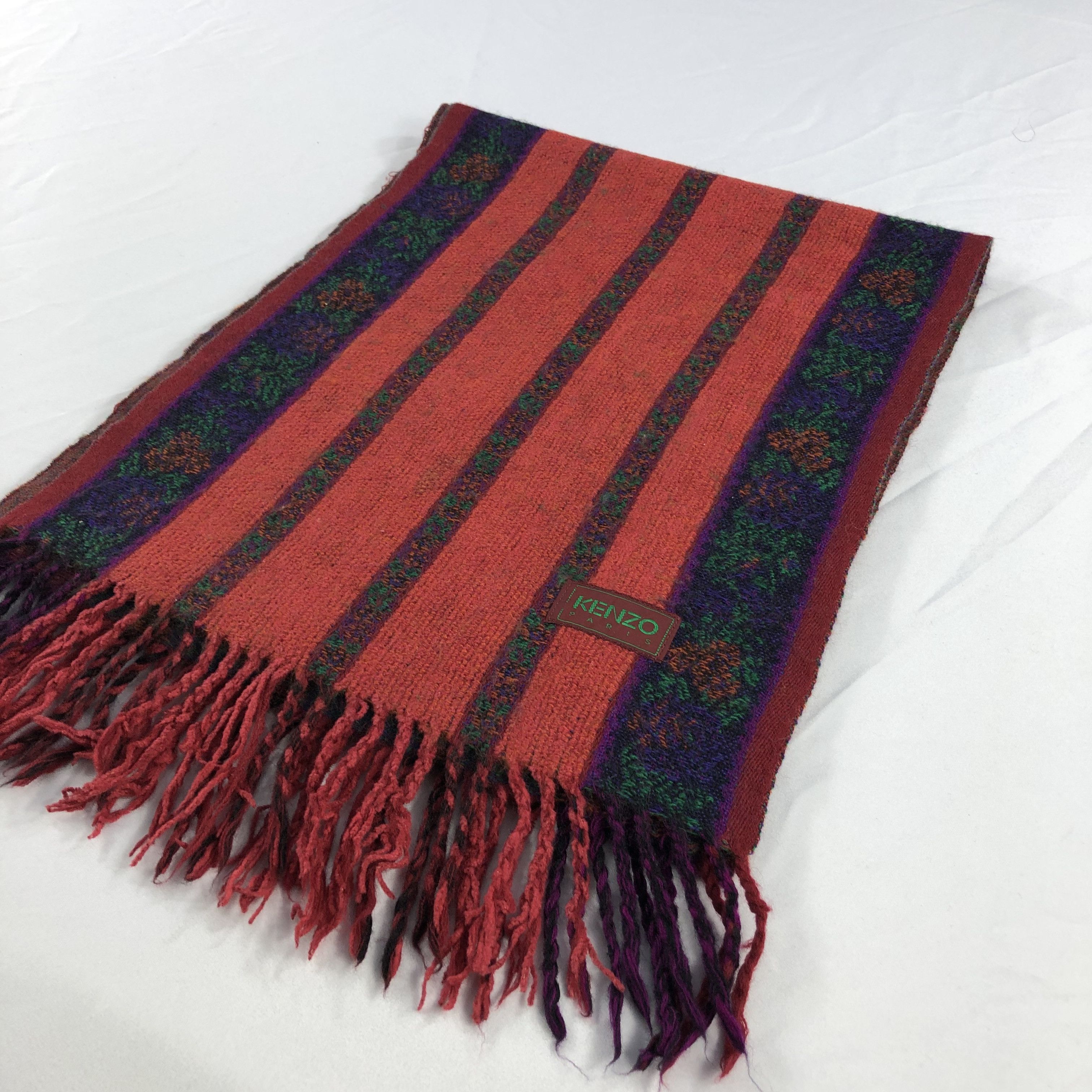 Kenzo Kenzo Floral Wool Scarf Muffler V1039 Size ONE SIZE - 3 Thumbnail
