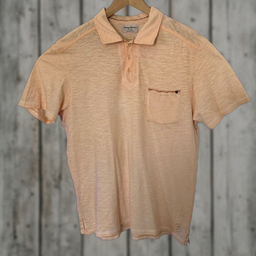 Tommy Bahama VINTAGE Tommy Bahama Jeans Polo Shirt Mens Medium Short Sleeve Lightweight Gold Polo Shirt Casual 100% Cotton Jersey Golf Recreation Mens Size US M / EU 48-50 / 2 - 1 Thumbnail