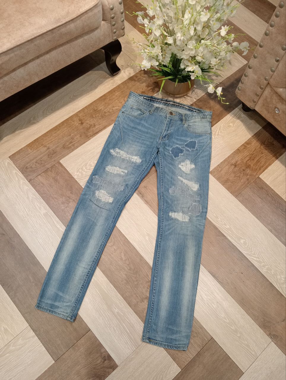 NANO universe × Number (N)ine NUMBER NINE JAPAN X NANO UNIVERSE BLUE DISTRESSED JEANS Size US 32 / EU 48 - 2 Thumbnail