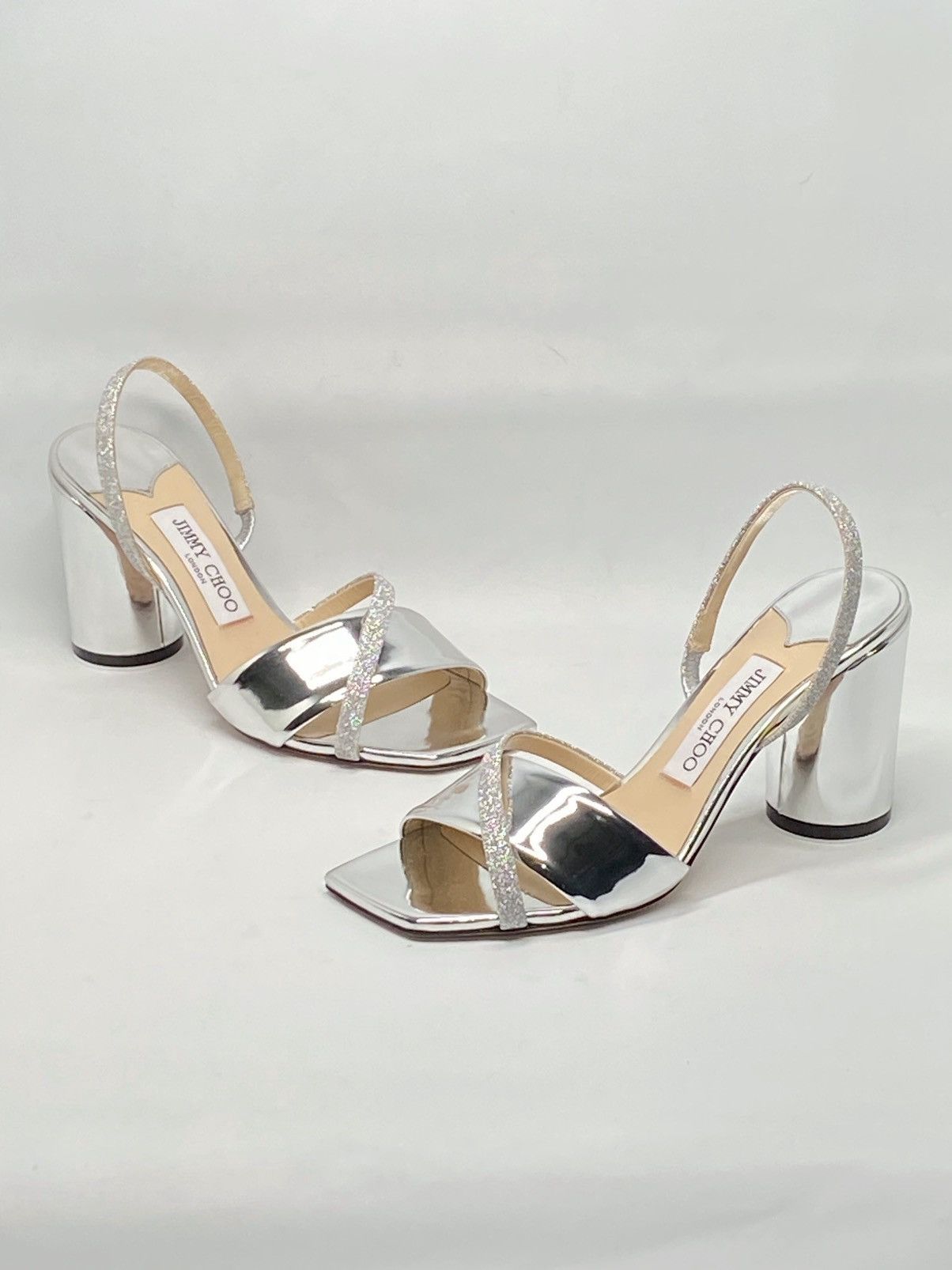 Jimmy Choo Jimmy Choo Plum Metallic Glitter Slingback Sandals size 37 Size US 7 / IT 37 - 2 Thumbnail