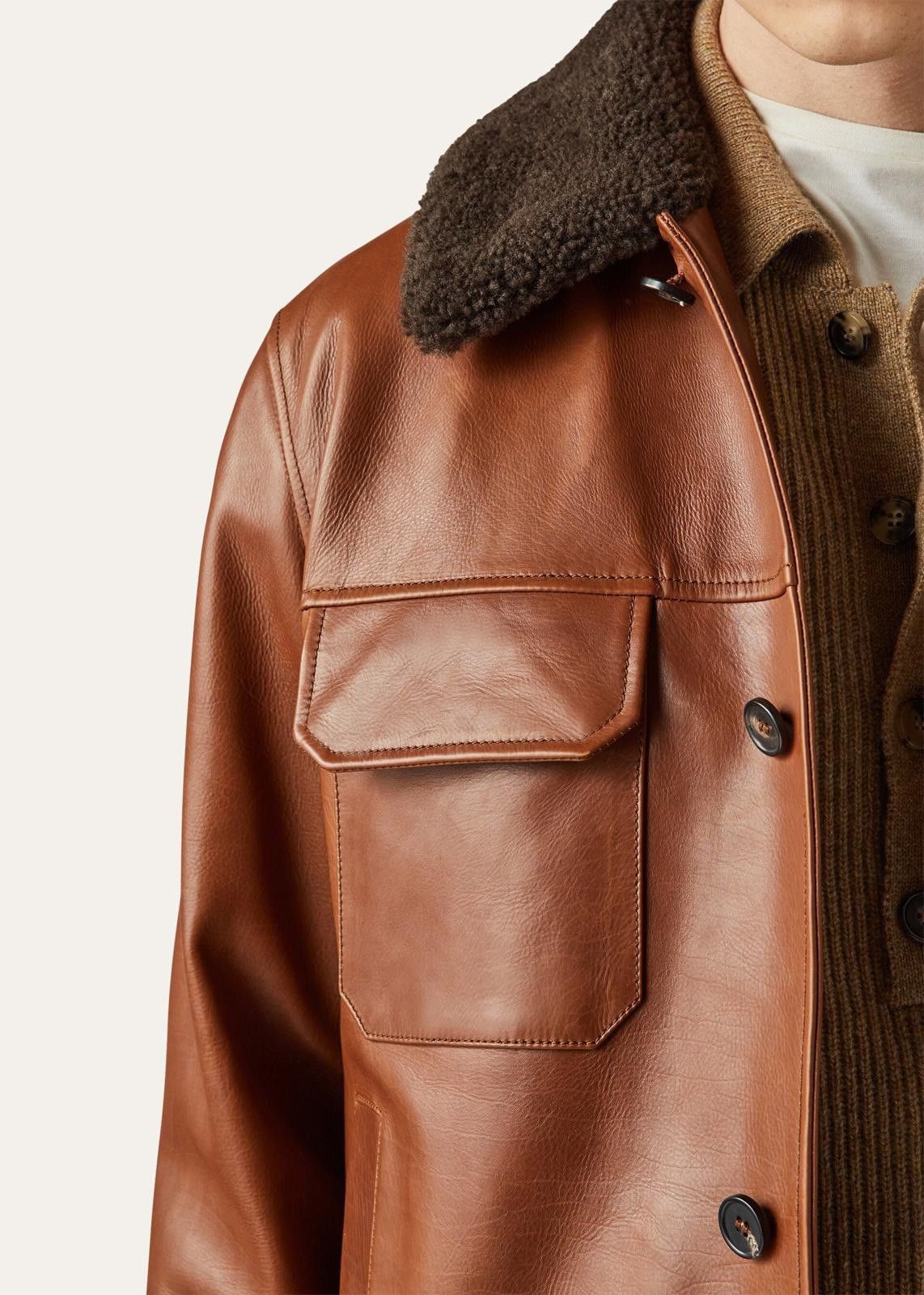 Loro Piana o1srvl11e1224 Reefton Shearling Calf Leather Jacket in Brown Size US S / EU 44-46 / 1 - 6 Thumbnail