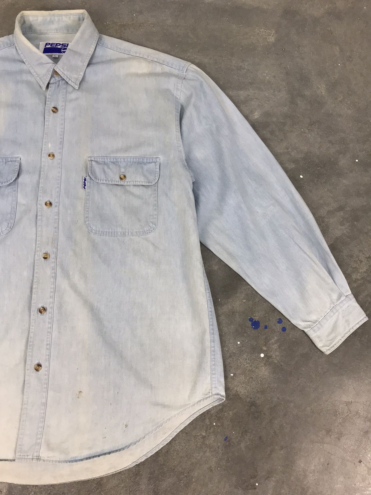 Pepsi Vintage Pepsi Longsleeve Distressed Button Up Shirt Denim Size US XXL / EU 58 / 5 - 3 Thumbnail