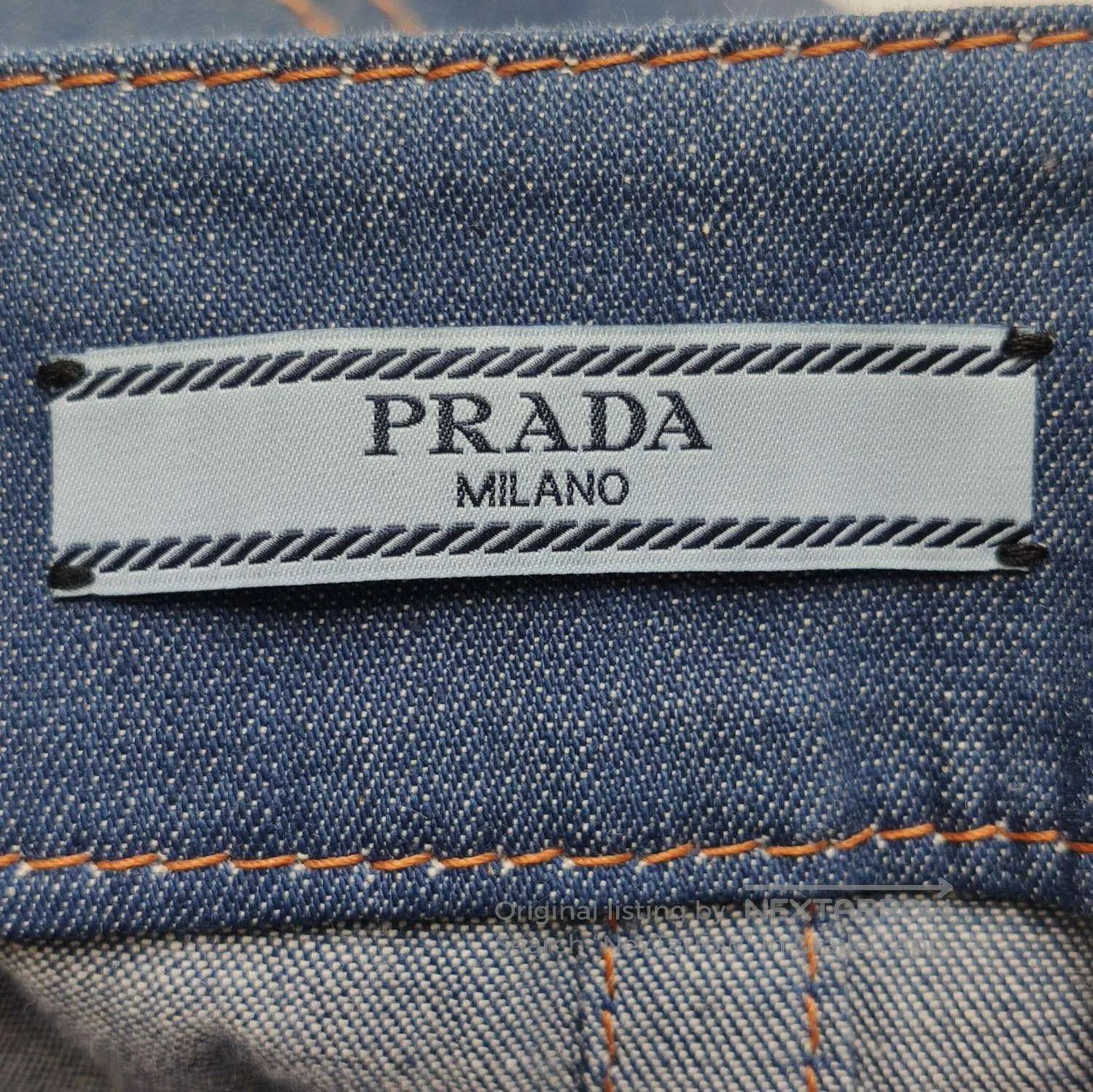 Prada Prada Logo Cotton Denim Mini Skirt . Size 39" - 4 Thumbnail