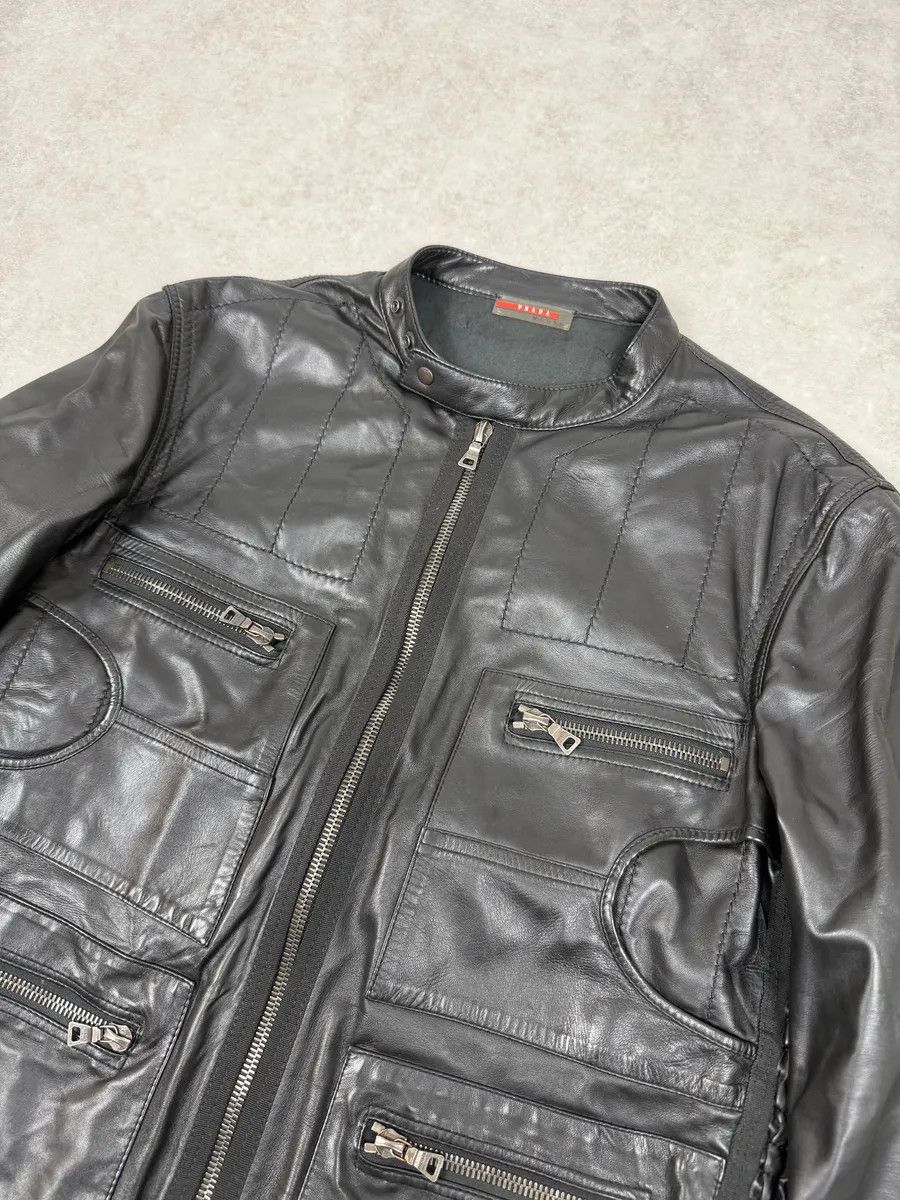 Prada 2000s Prada Black Biker Leather Laced Jacket Size US L / EU 52-54 / 3 - 7 Thumbnail