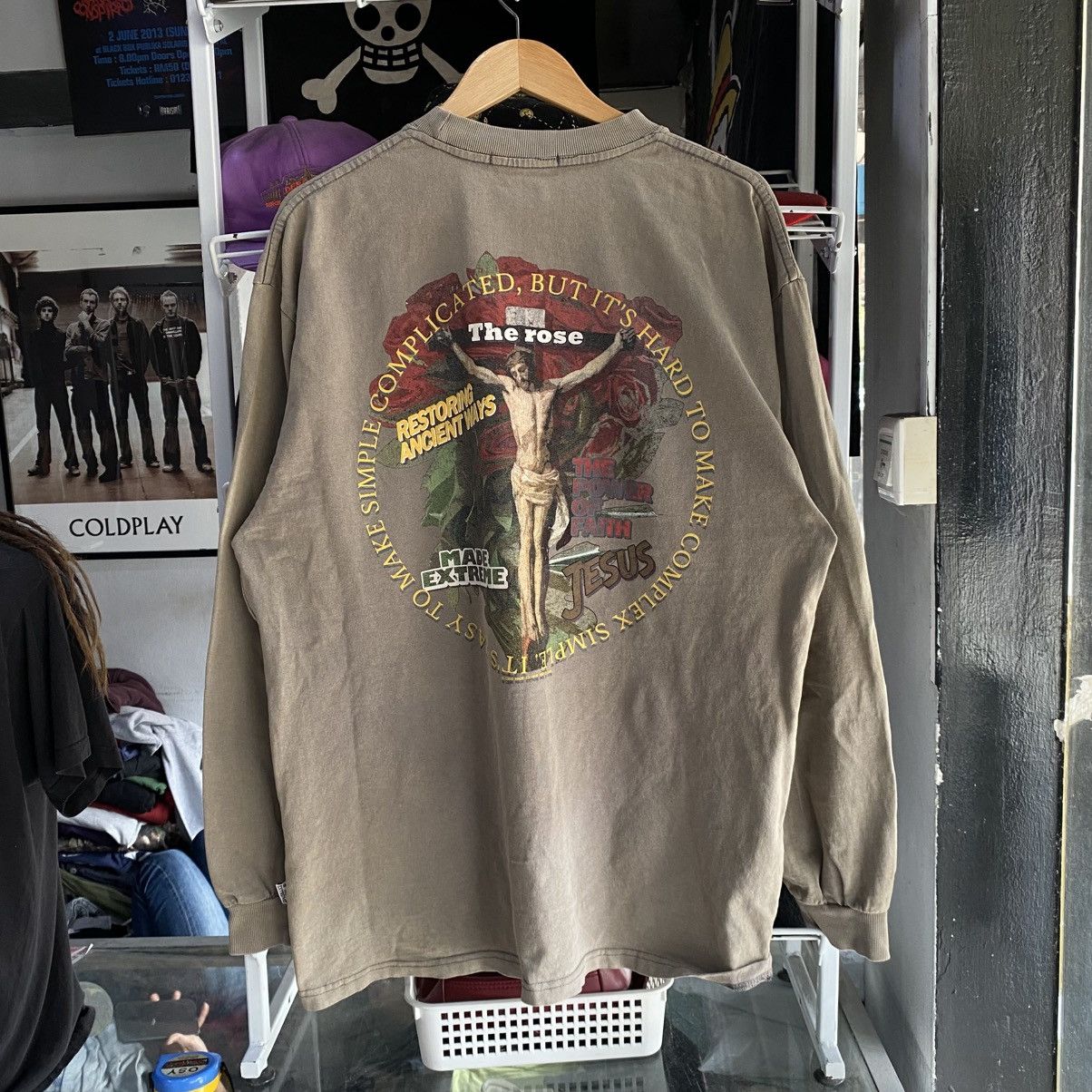 Designer Made Extreme x The Rose T-Shirt Long Sleeve Jesus Printed Size US XL / EU 56 / 4 - 1 Thumbnail
