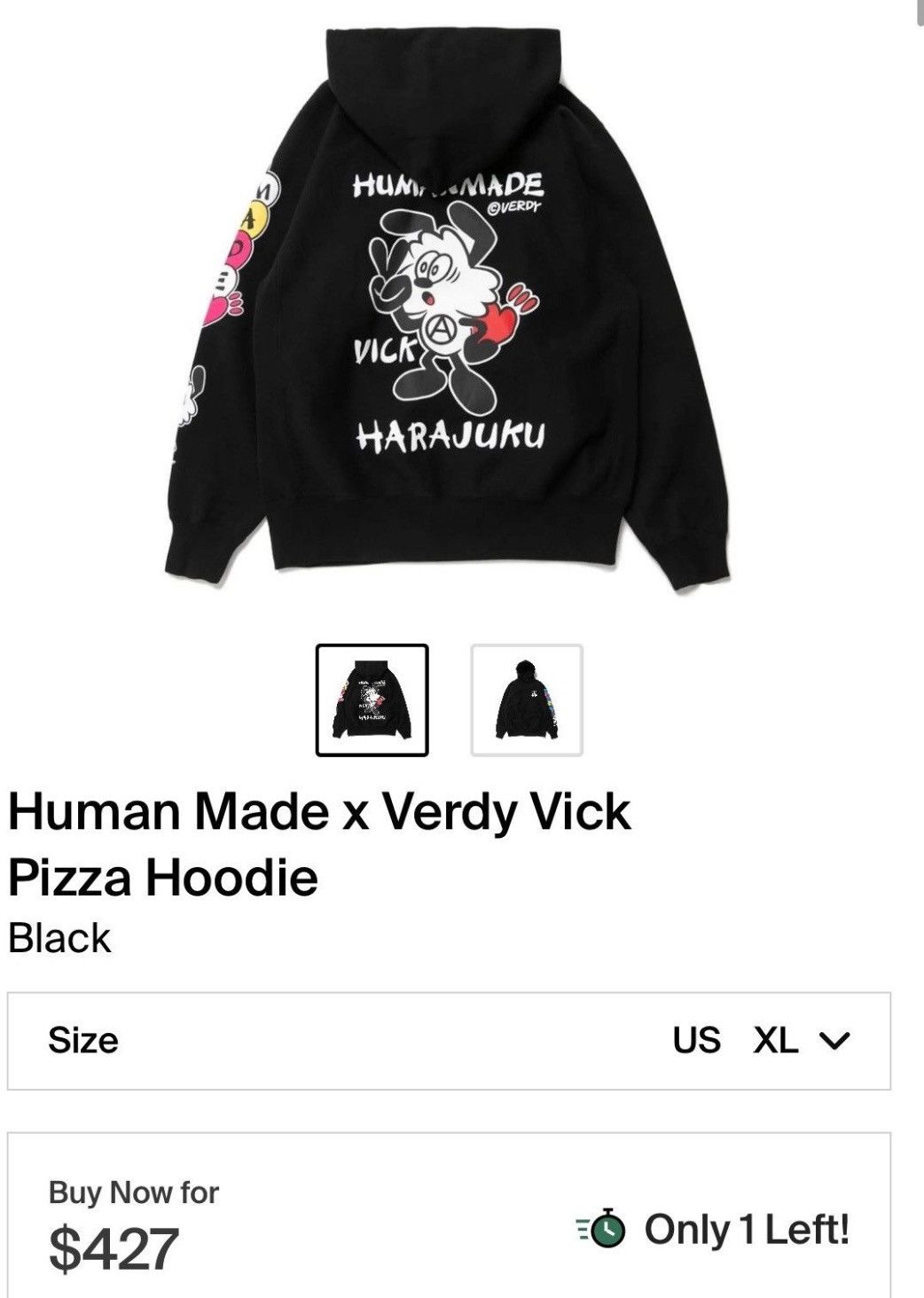 HUMAN MADE PIZZA HOODIE XL