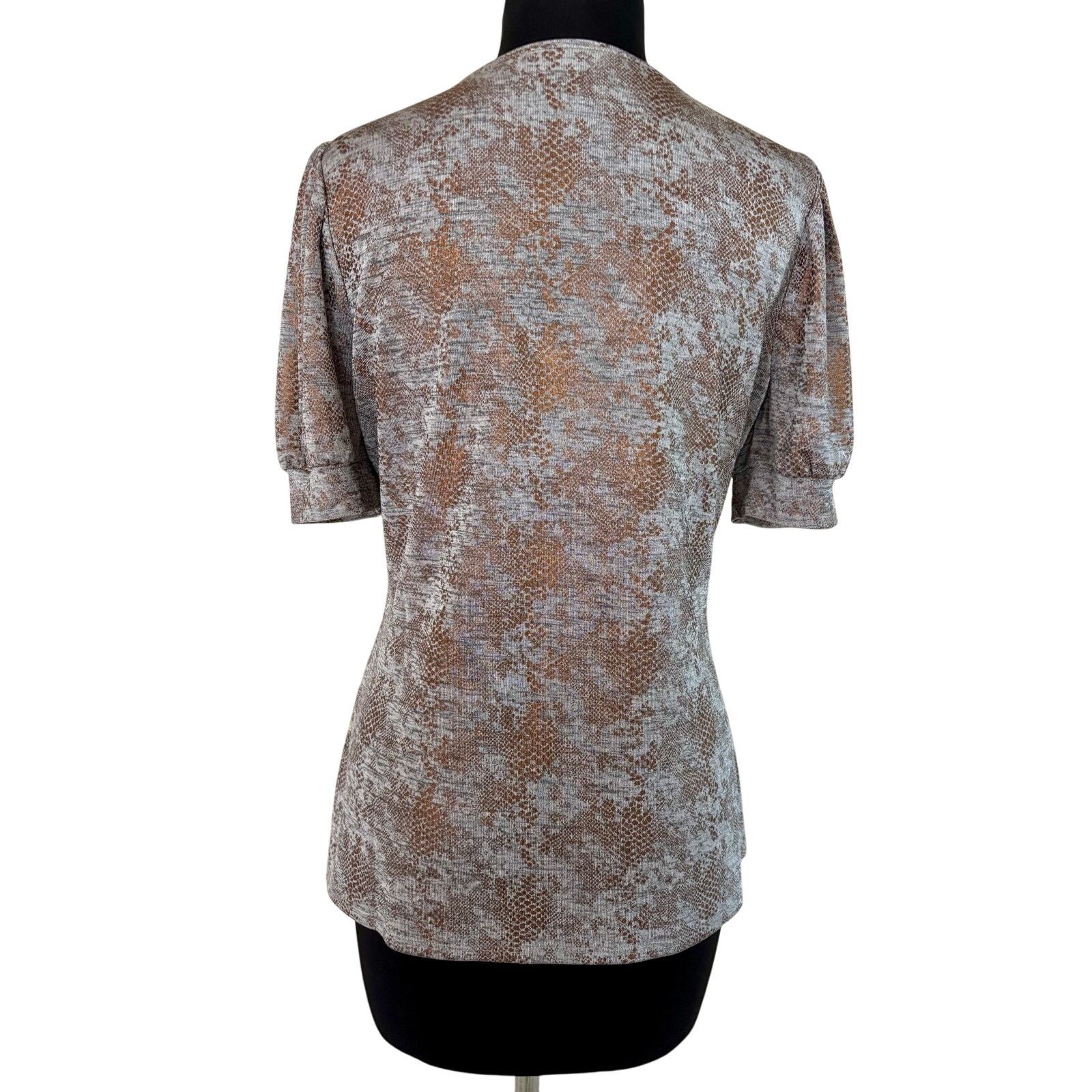 White House Black Market WHBM White House Black Market V Neck Bronze Metallic Top Size M / US 6-8 / IT 42-44 - 4 Thumbnail