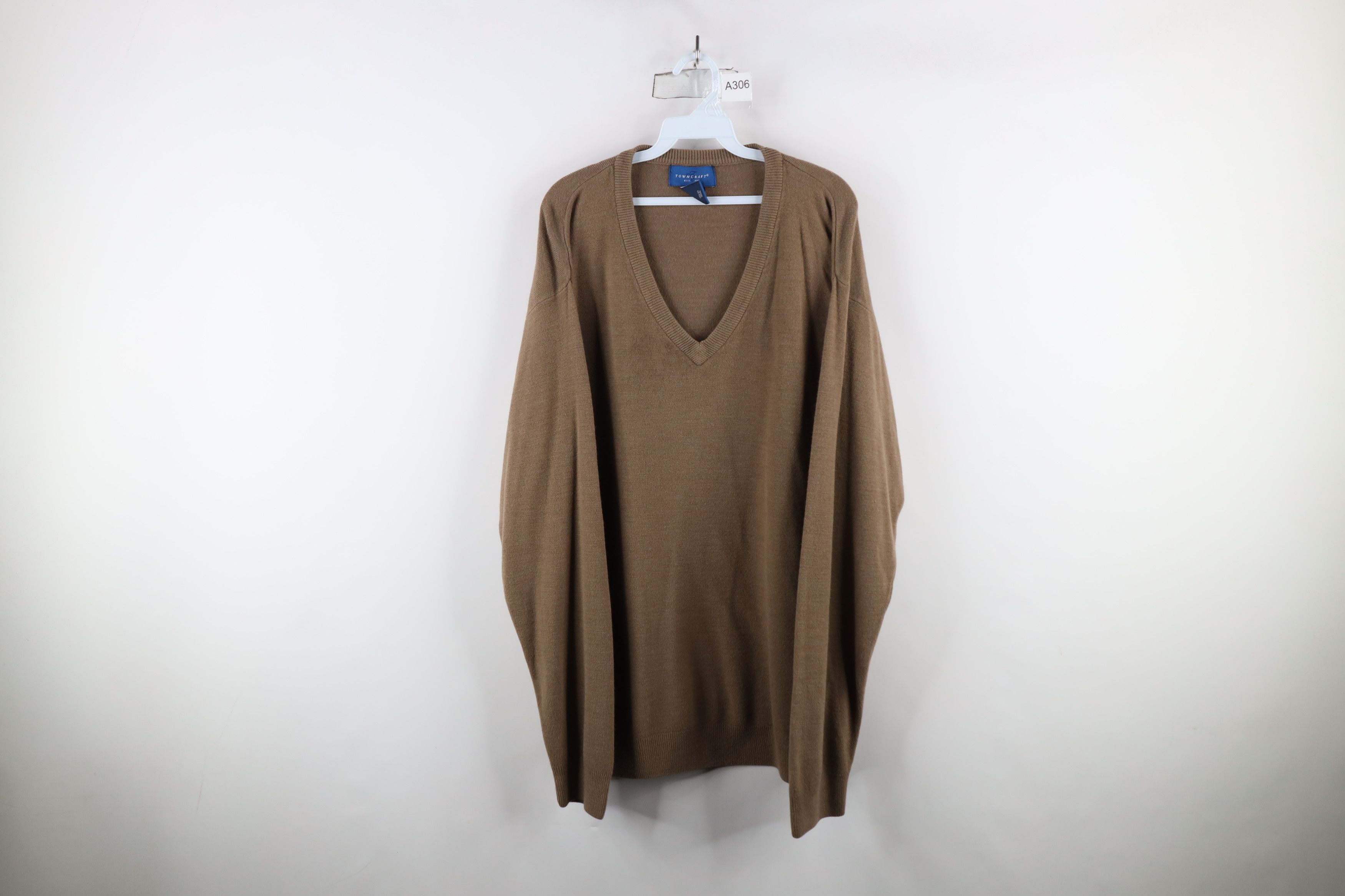 Vintage Vintage 70s Streetwear Faded Blank Knit V-Neck Sweater Brown Size US XL / EU 56 / 4 - 1 Thumbnail