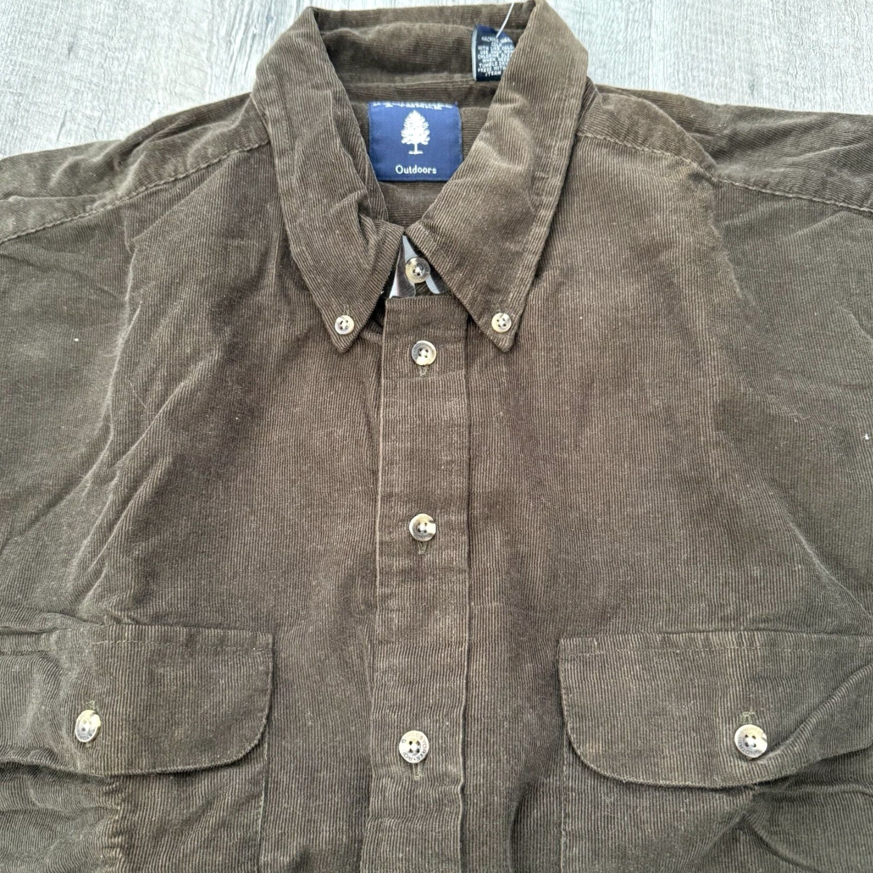 Roundtree & Yorke Roundtree & Yorke Shirt Mens XL Deep Olive Corduroy 100% Cotton Button-Down Regular Fit Long Sleeve Collared Casual Size US XL / EU 56 / 4 - 3 Thumbnail