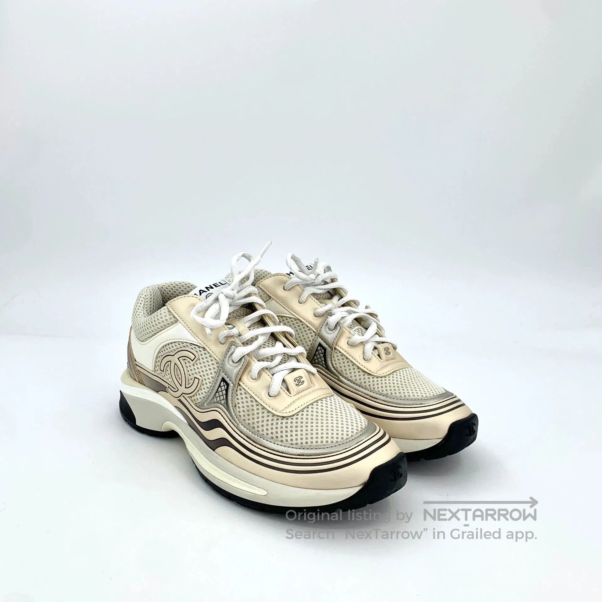 Chanel Chanel Beige CC Logo Sneakers. Size US 7.5 / EU 40-41 - 2 Thumbnail