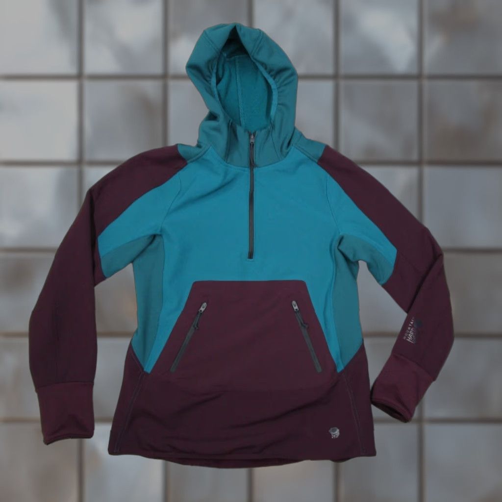 Mountain Hardwear Mountain Hardwear Jacket Womens XS Blue Colorblock 1/4 Zip Pullover Hood Hike Size XS / US 0-2 / IT 36-38 - 1 Thumbnail
