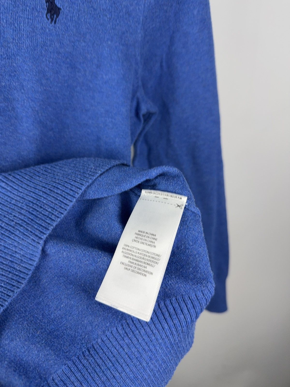 Designer × Polo Ralph Lauren × Vintage Polo Ralph Lauren Blue V-Neck Sweater 100% Cotton S size Size S / US 4 / IT 40 - 5 Thumbnail