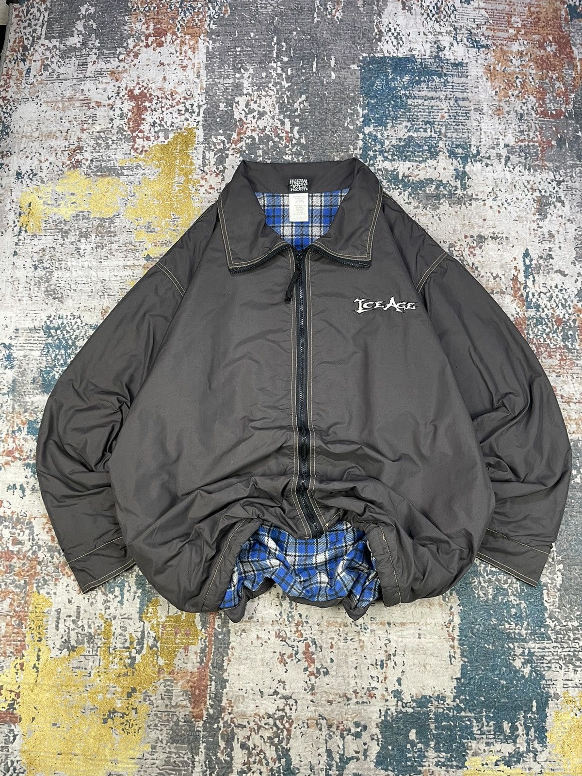 Vintage Vtg 90s Ice Age Plaid Flannel Lining Zipper Jacket Size US L / EU 52-54 / 3 - 3 Thumbnail