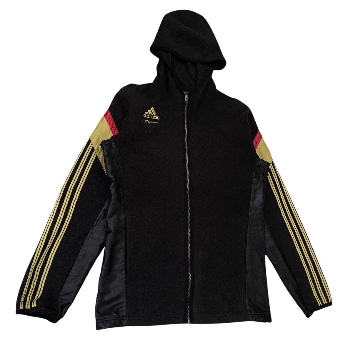 Adidas Vintage Adidas Professional Fleece Hoodie Jacket Black&Gold Size US L / EU 52-54 / 3 - 2 Thumbnail