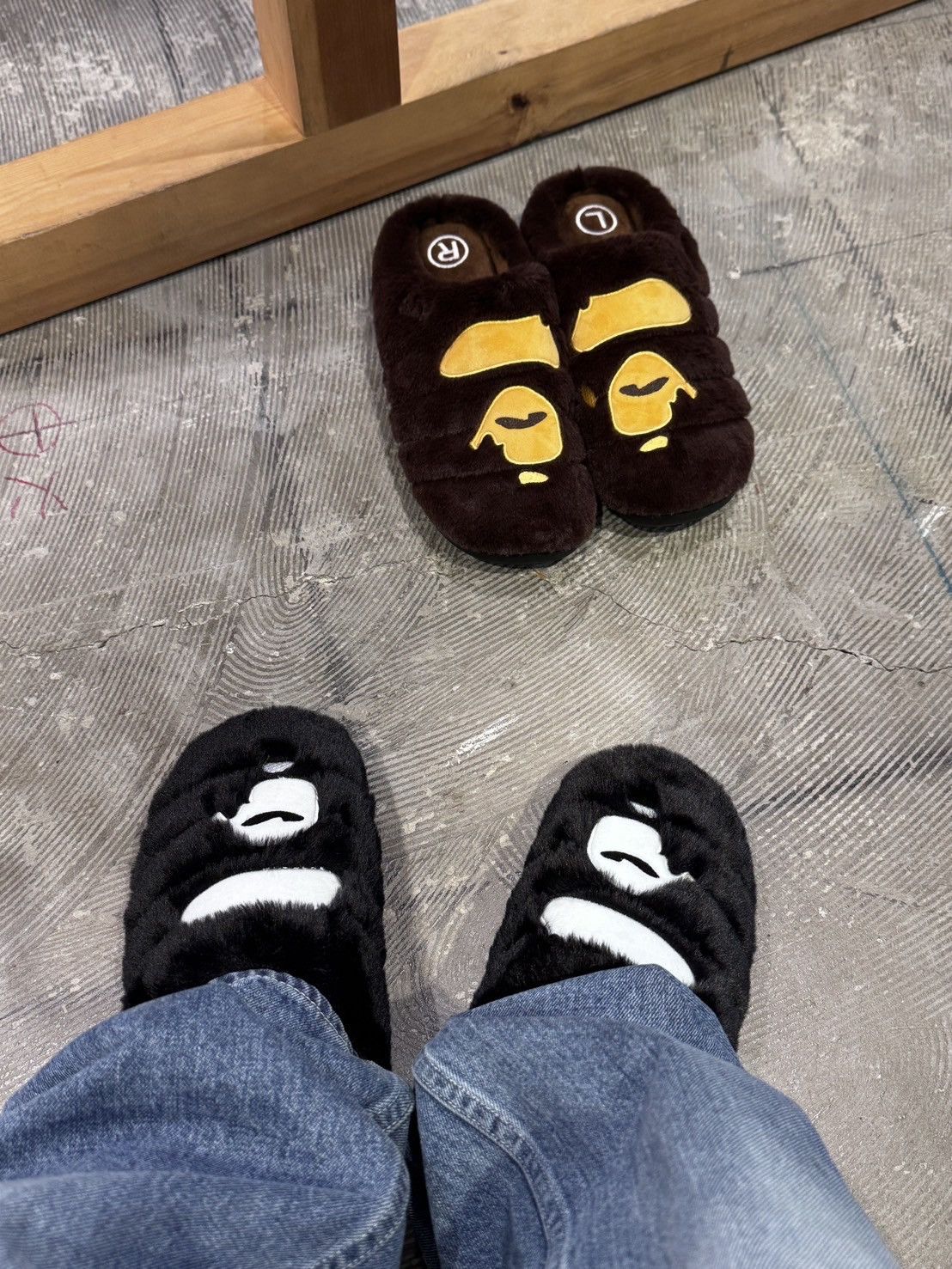 Bape × SUBU BAPE x SUBU BOA PUFFER APE HEAD SANDALS | Grailed