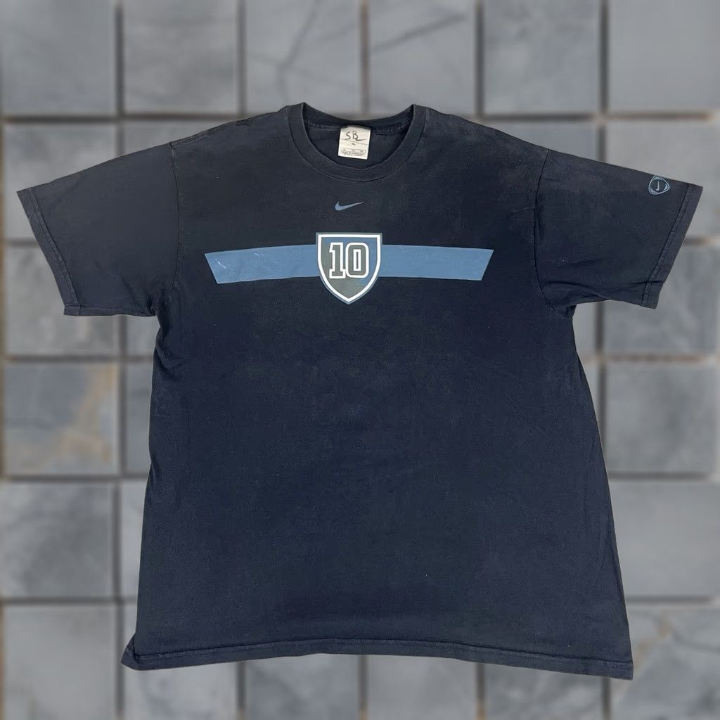Nike VINTAGE Nike T Shirt Mens XL Blue Gray Tag Center Swoosh Vtg Shield Rare Check 90s Nike Swoosh Logo Shirt Mens XL Blue Gray Check Pattern Short Sleeve Size US XL / EU 56 / 4 - 1 Thumbnail