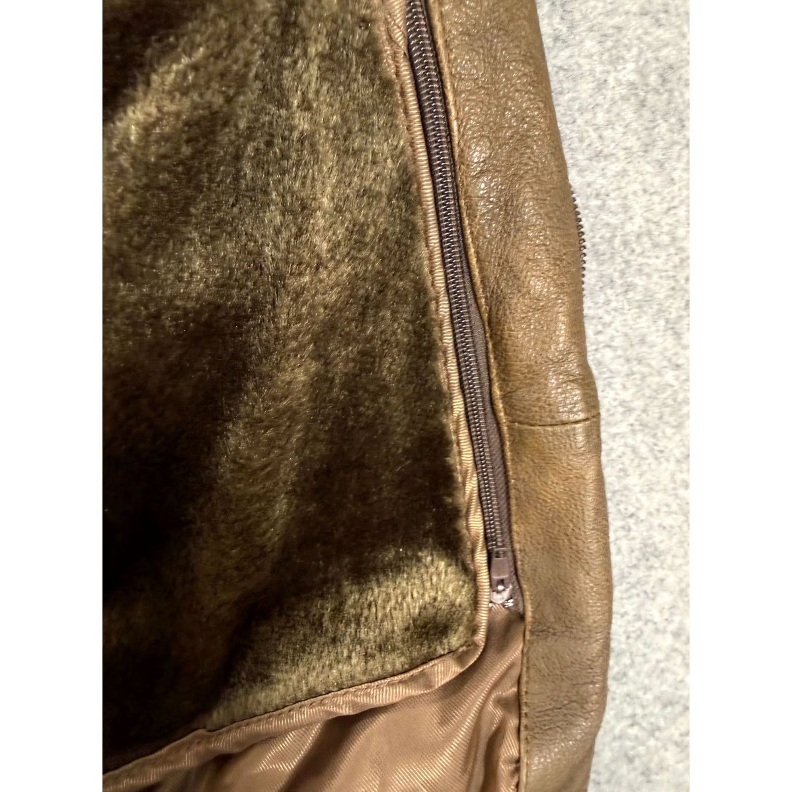 Vintage Aviator Bomber Jacket Mens XL Brown Green Genuine Leather Removable Liner Zipper Size US XL / EU 56 / 4 - 6 Thumbnail