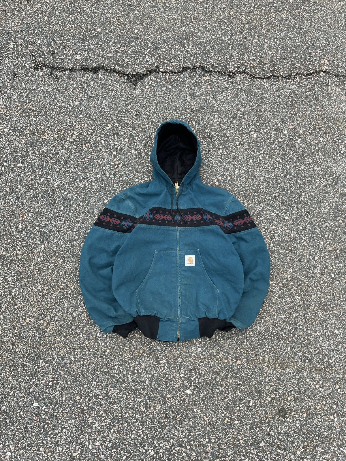 image of Faded Aqua Southwest Aztec Carhartt Active Jacket - Small in Blue, Men's