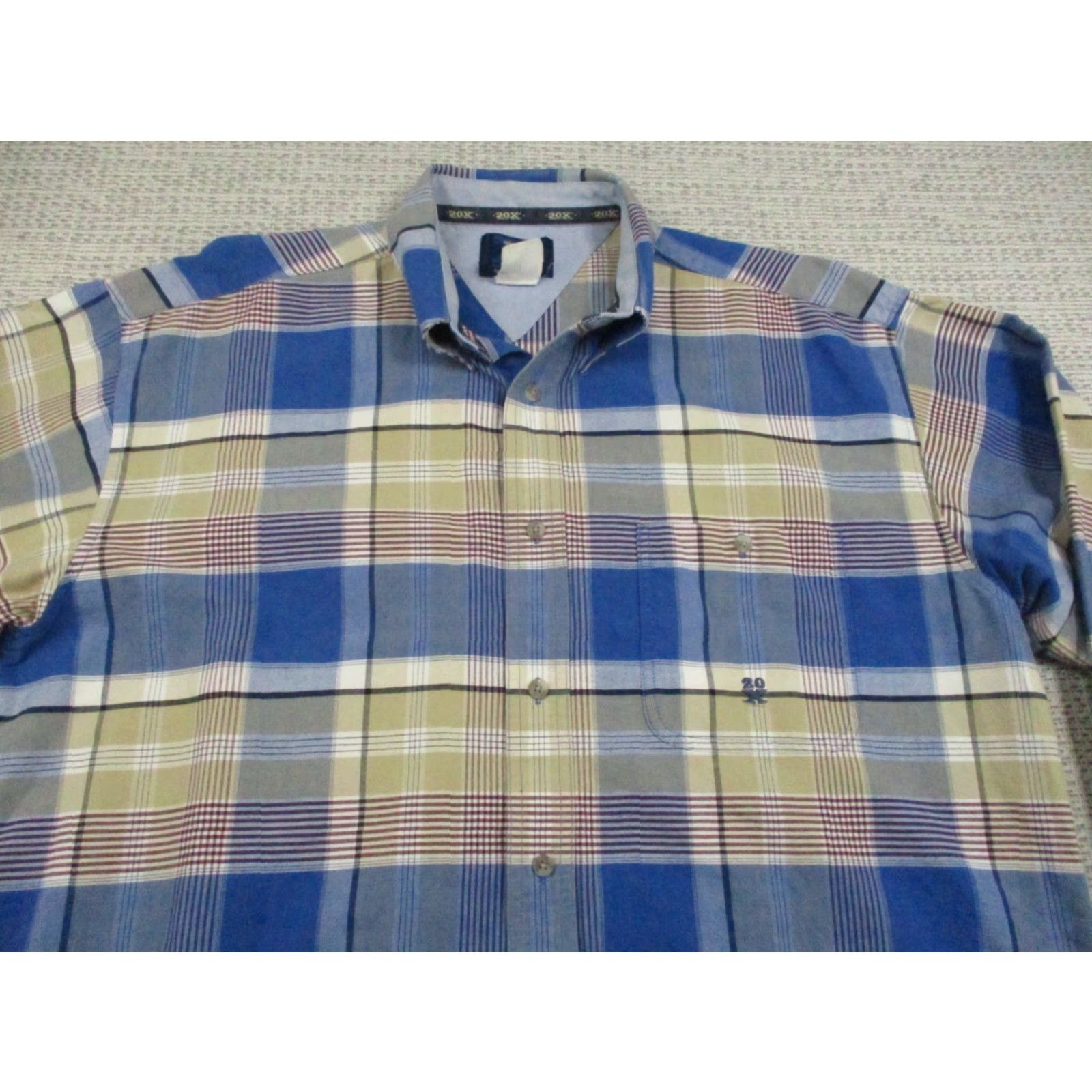 Wrangler Wrangler Twenty 20 X Shirt Mens XL Blue White Plaid Button Down Western Cowboy Shirt Size US XL / EU 56 / 4 - 4 Thumbnail