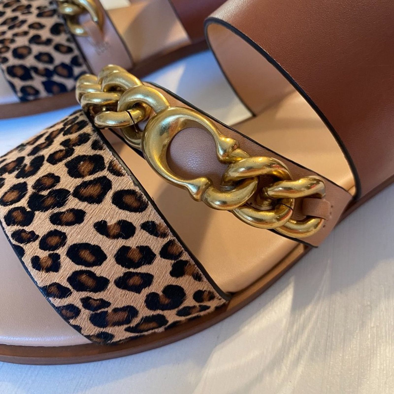 Coach Heather Leopard Print Sandals G4777 Size 5 EU 35.5
